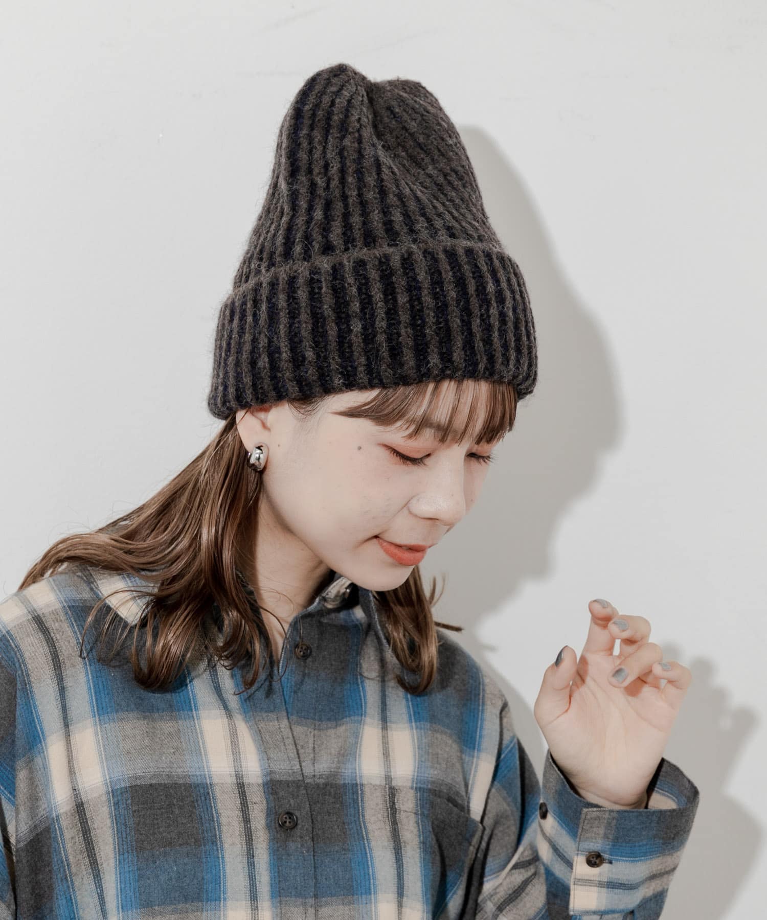 ミックスリブニットキャップ BRN -