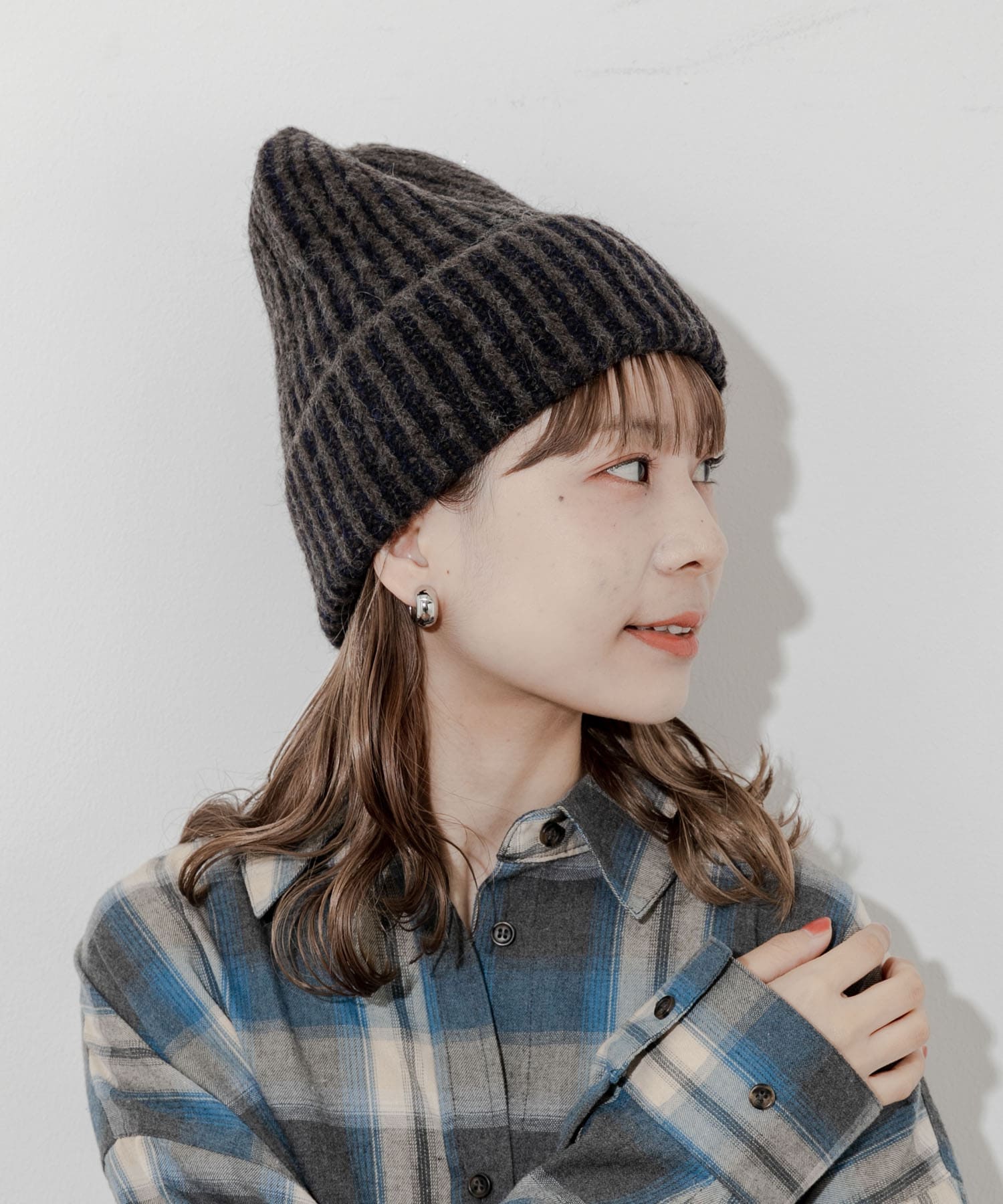 ミックスリブニットキャップ BRN -