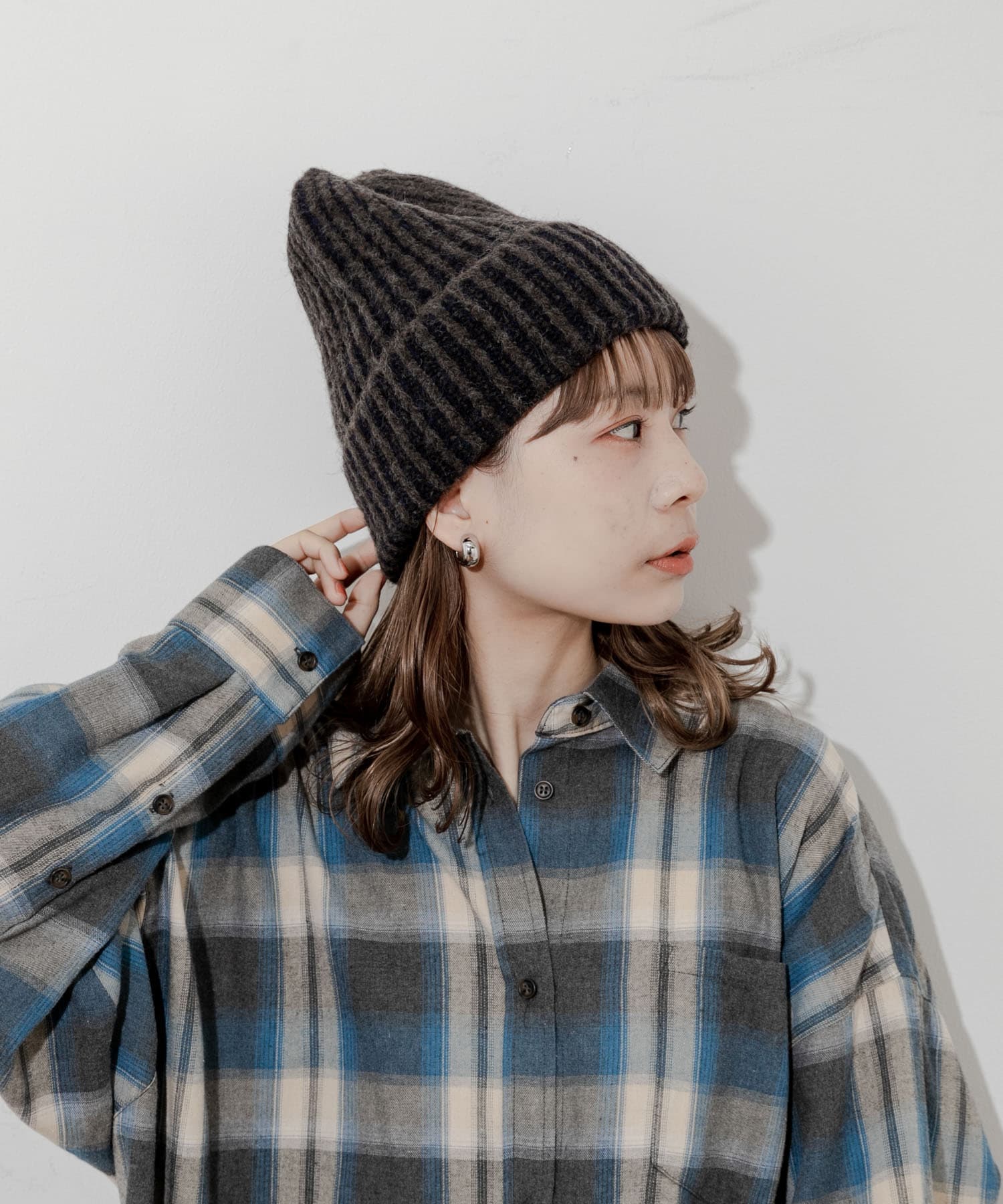 ミックスリブニットキャップ BRN -