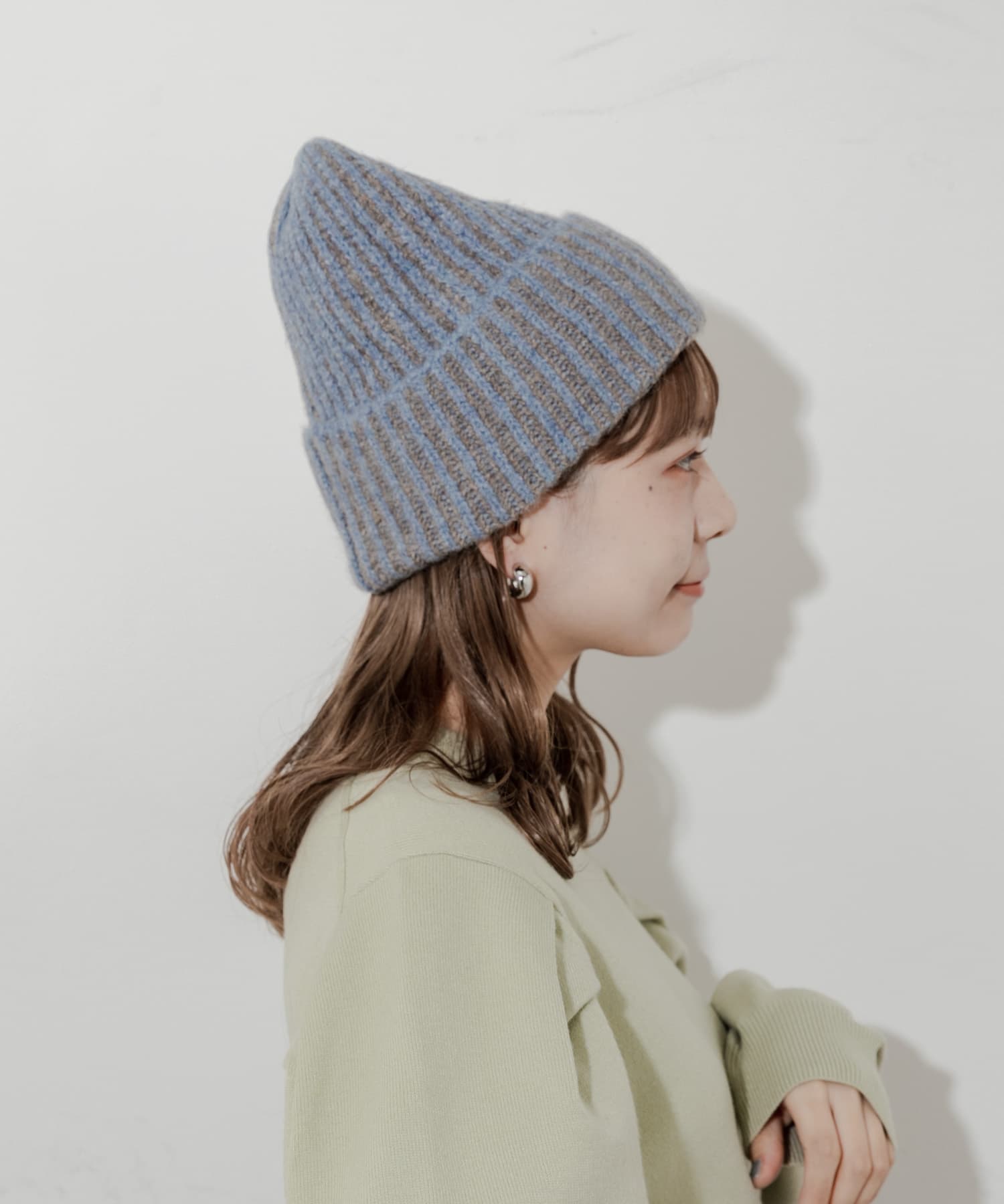 ミックスリブニットキャップ BLU -