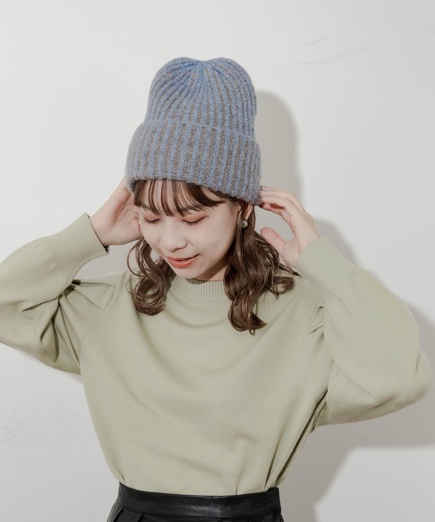 ミックスリブニットキャップ BLU -
