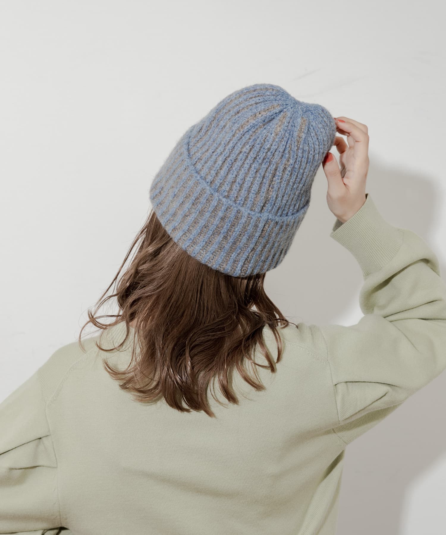 ミックスリブニットキャップ BLU -