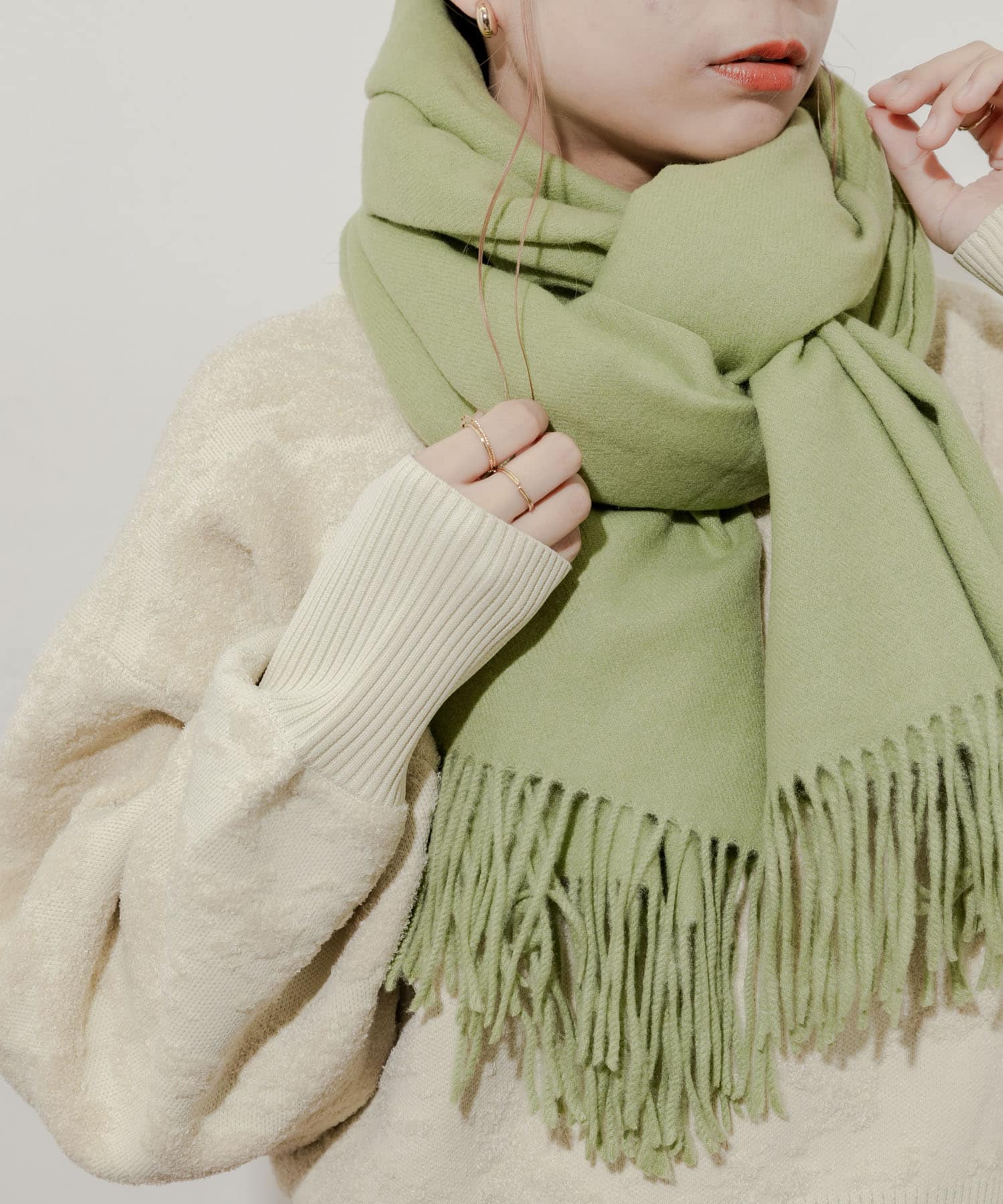 ムジシンプルカラーマフラー GRN -