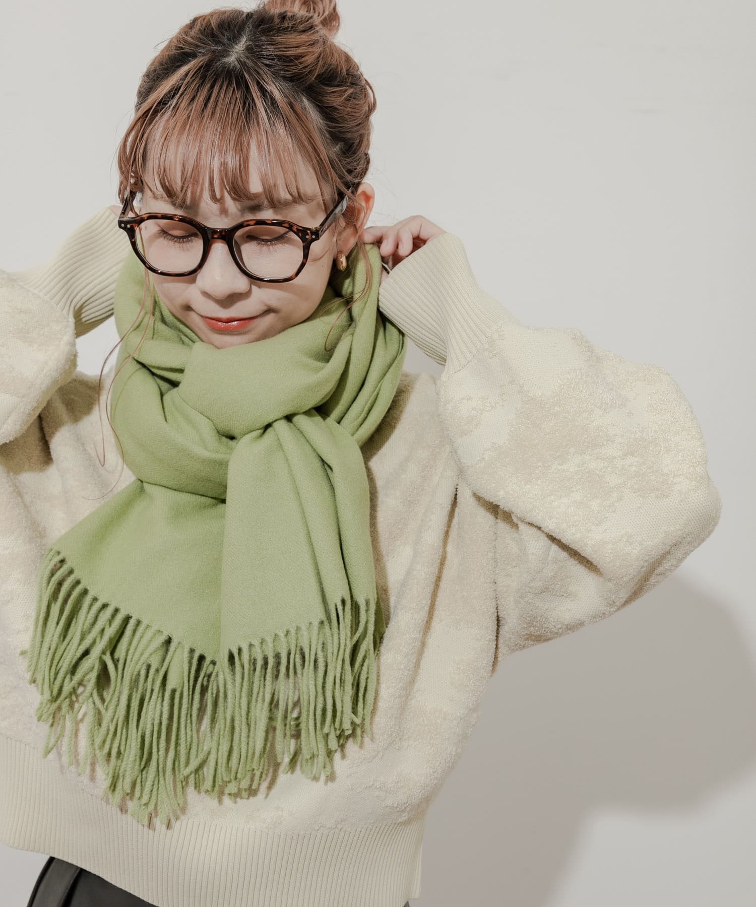 ムジシンプルカラーマフラー GRN -