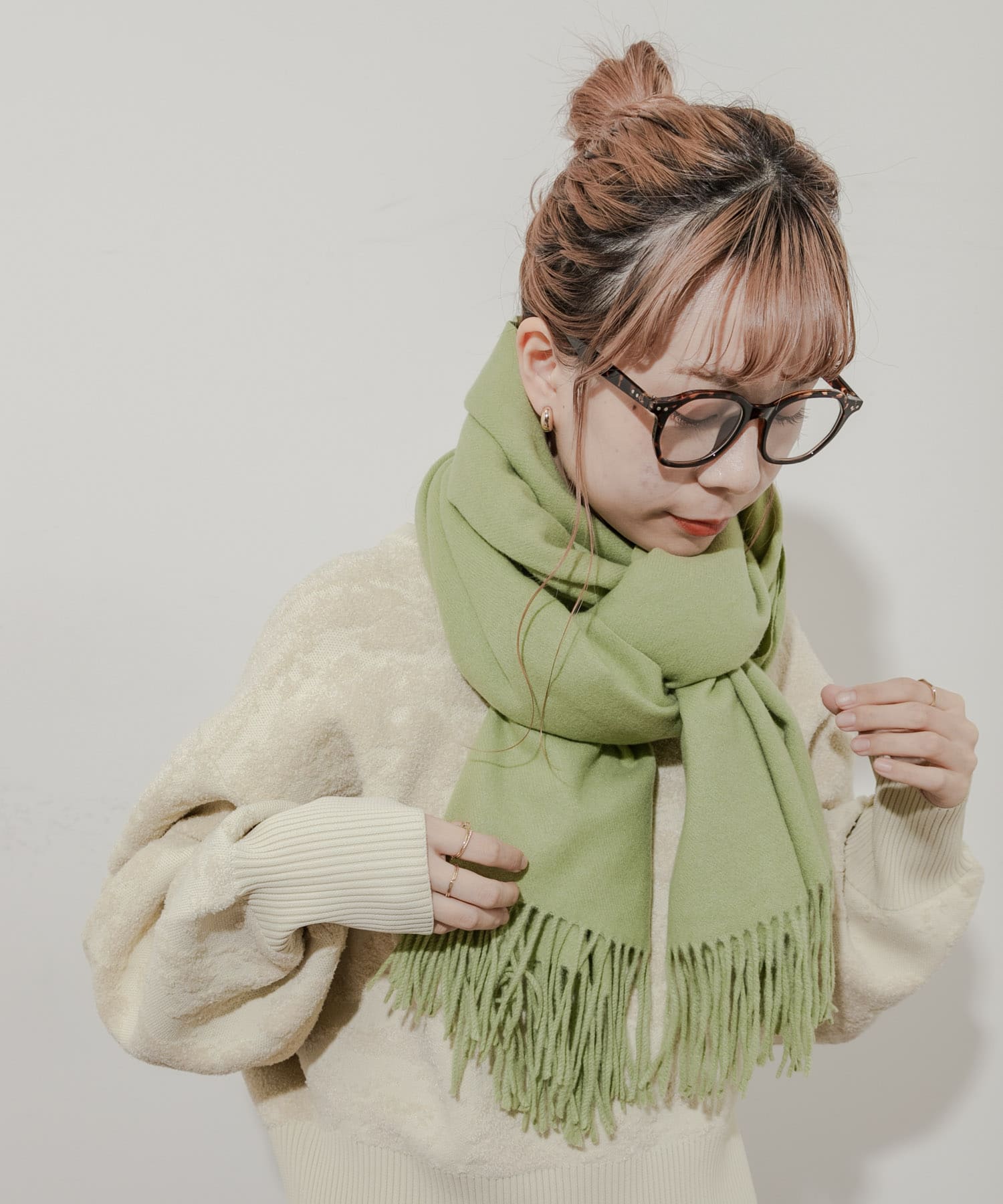 ムジシンプルカラーマフラー GRN -