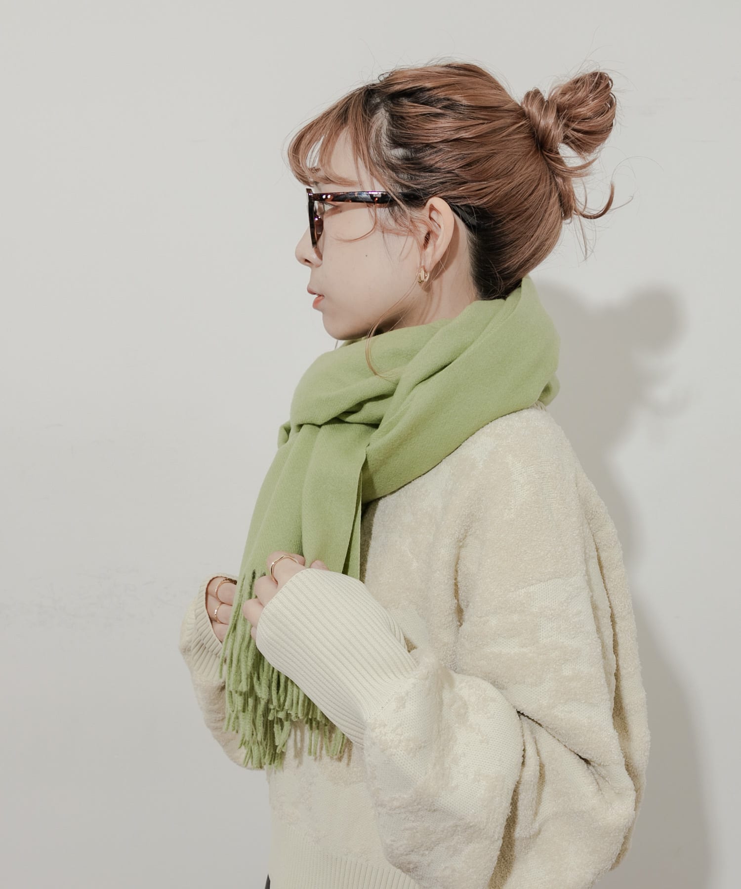 ムジシンプルカラーマフラー GRN -