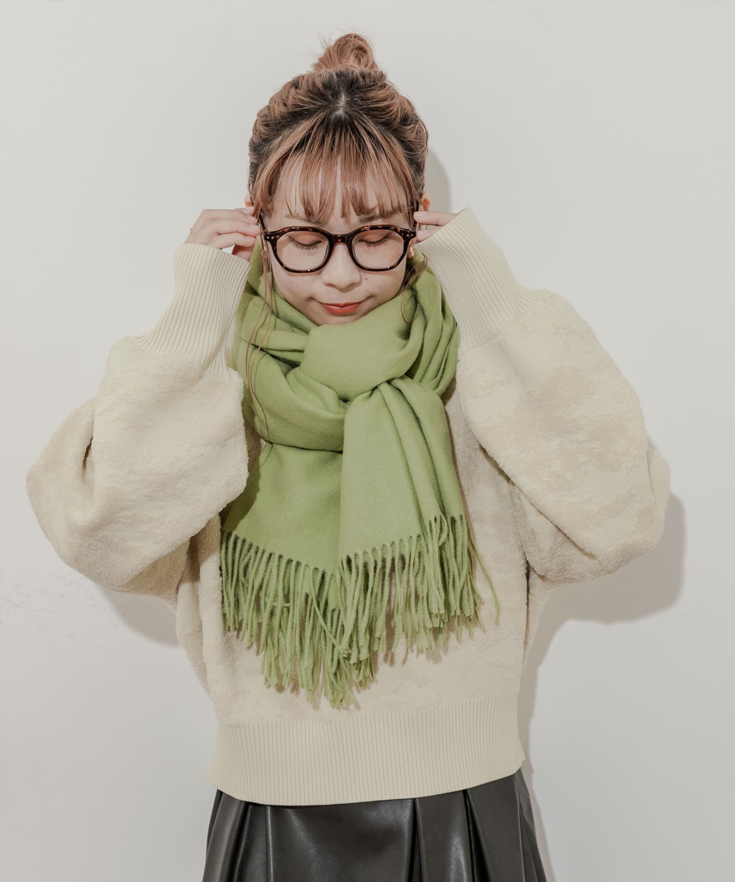 ムジシンプルカラーマフラー GRN -