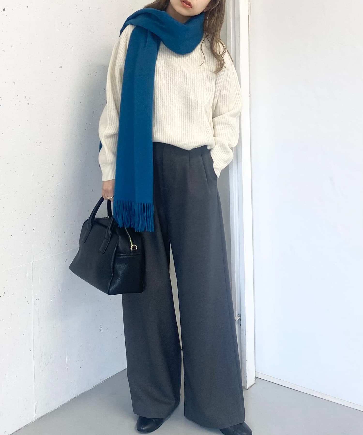 ムジシンプルカラーマフラー BLU -