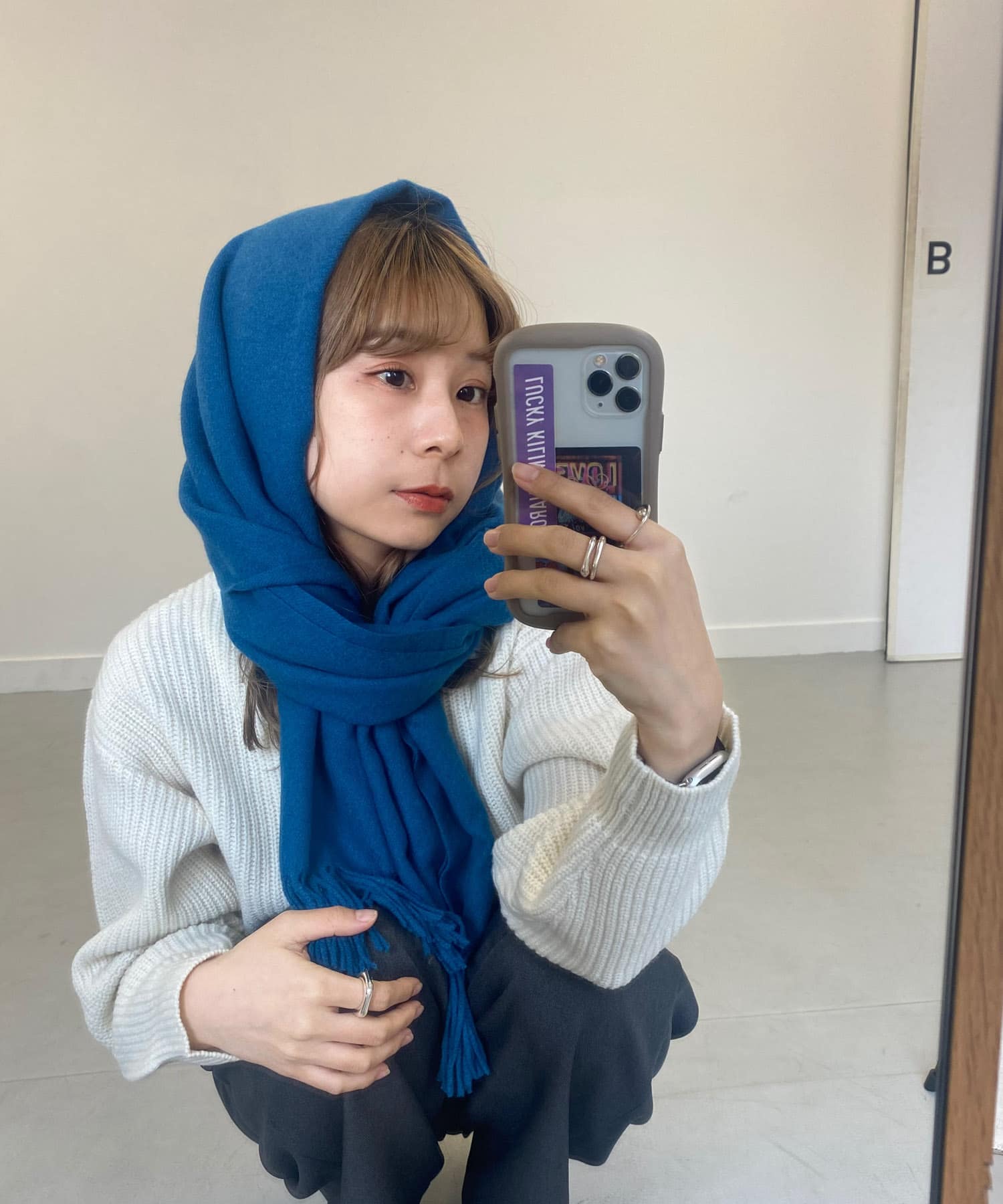 ムジシンプルカラーマフラー BLU -