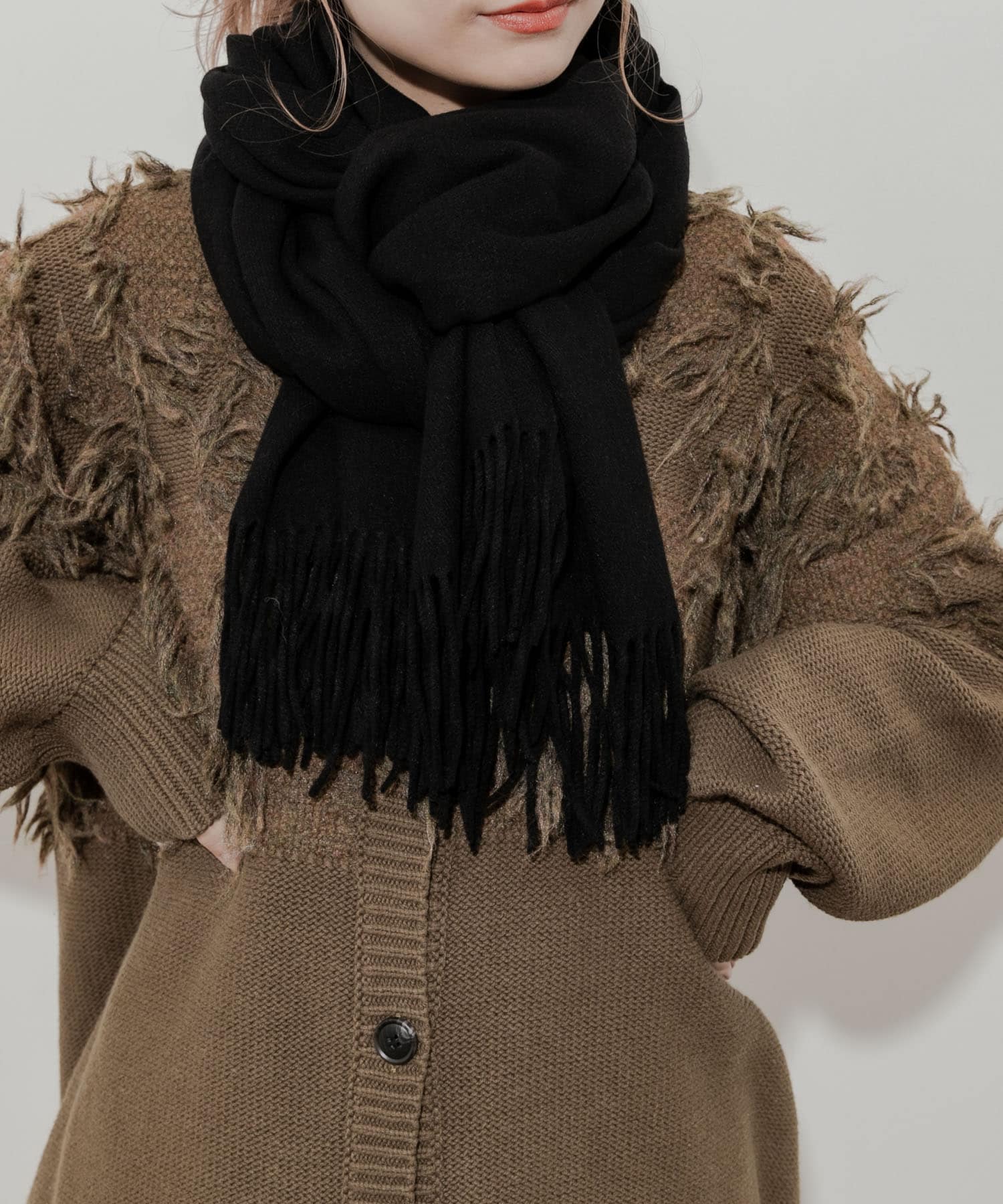 ムジシンプルカラーマフラー BLK -