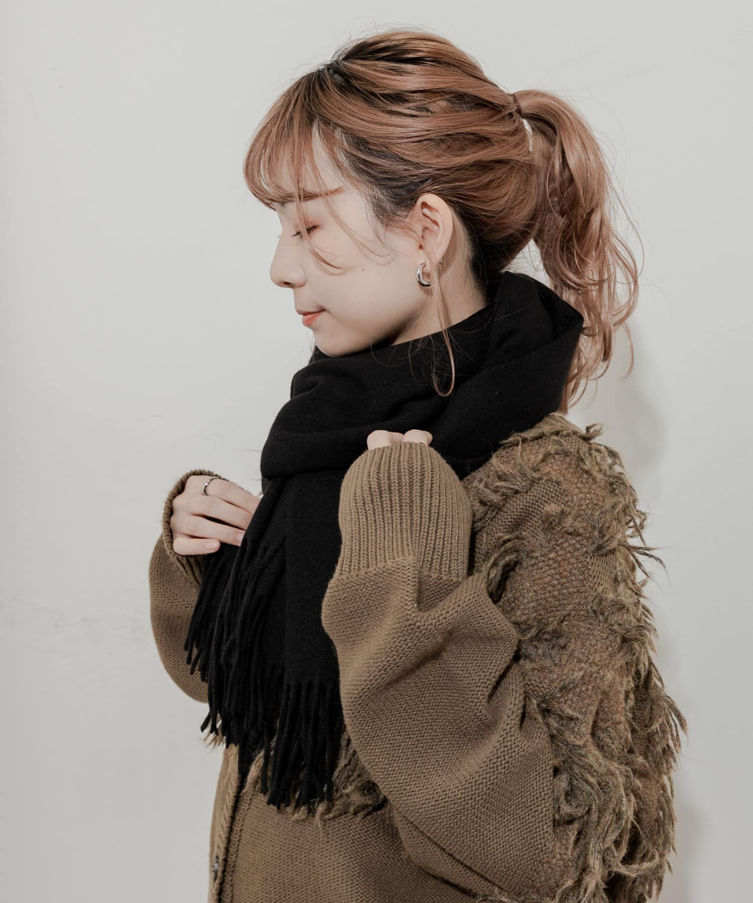 ムジシンプルカラーマフラー BLK -