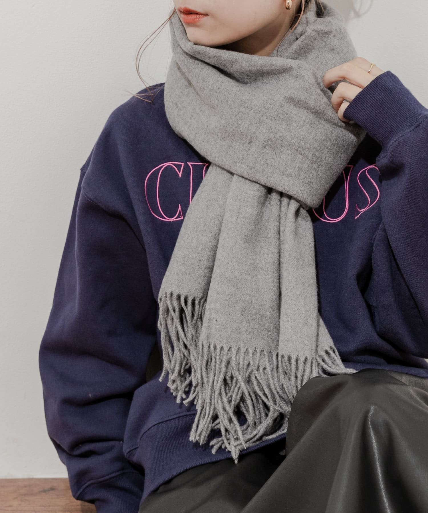 ムジシンプルカラーマフラー GRY -