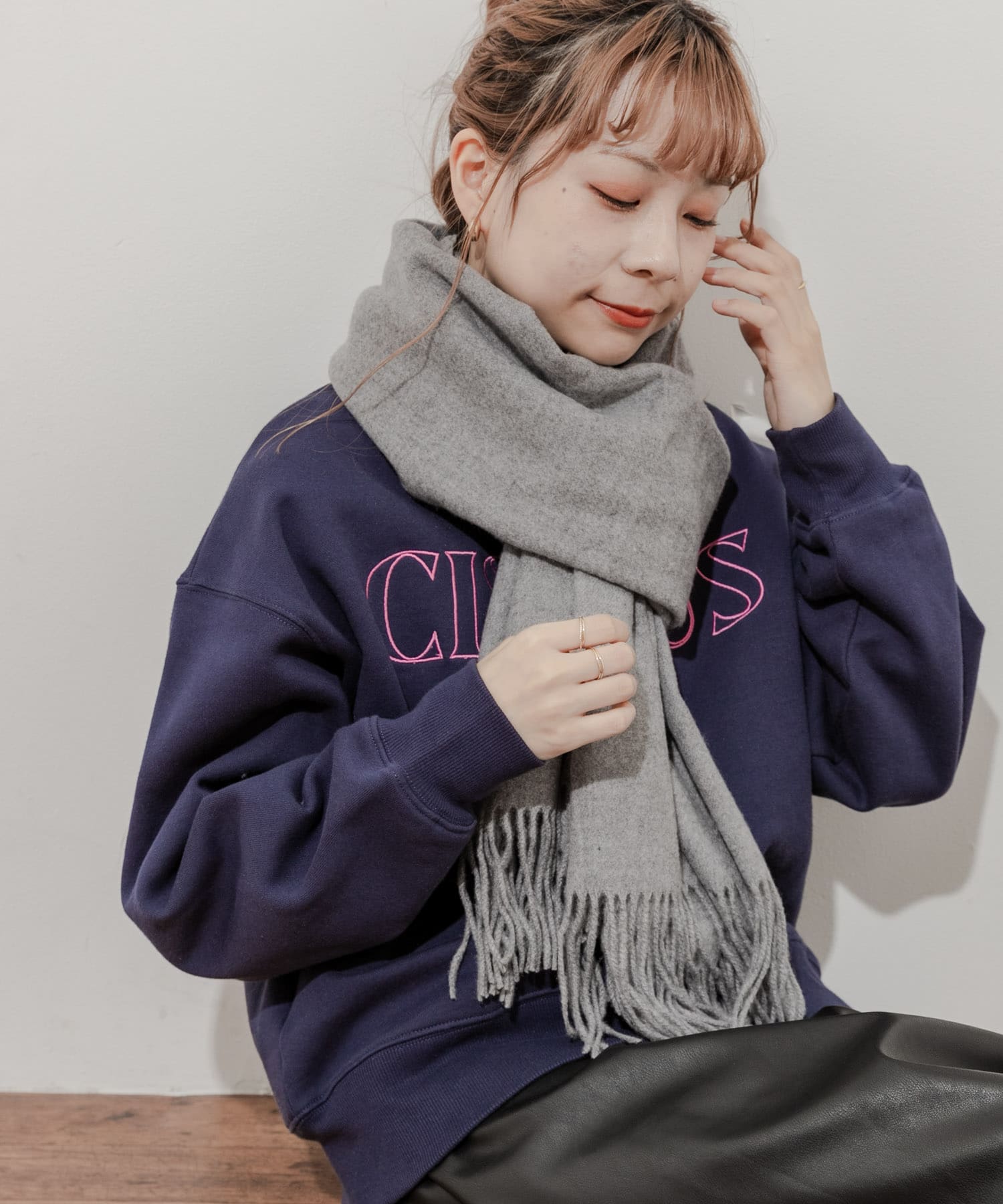 ムジシンプルカラーマフラー GRY -