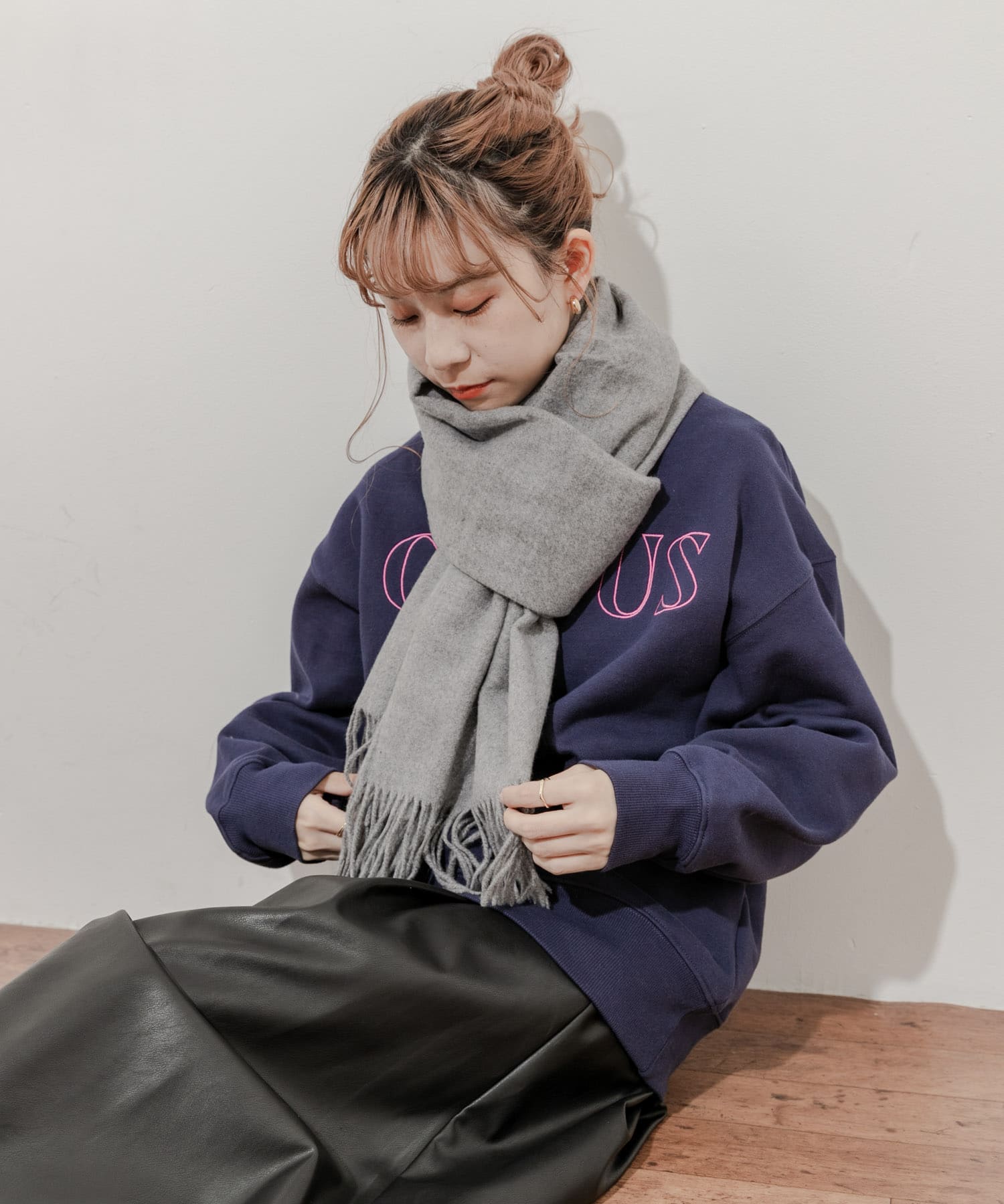 ムジシンプルカラーマフラー GRY -