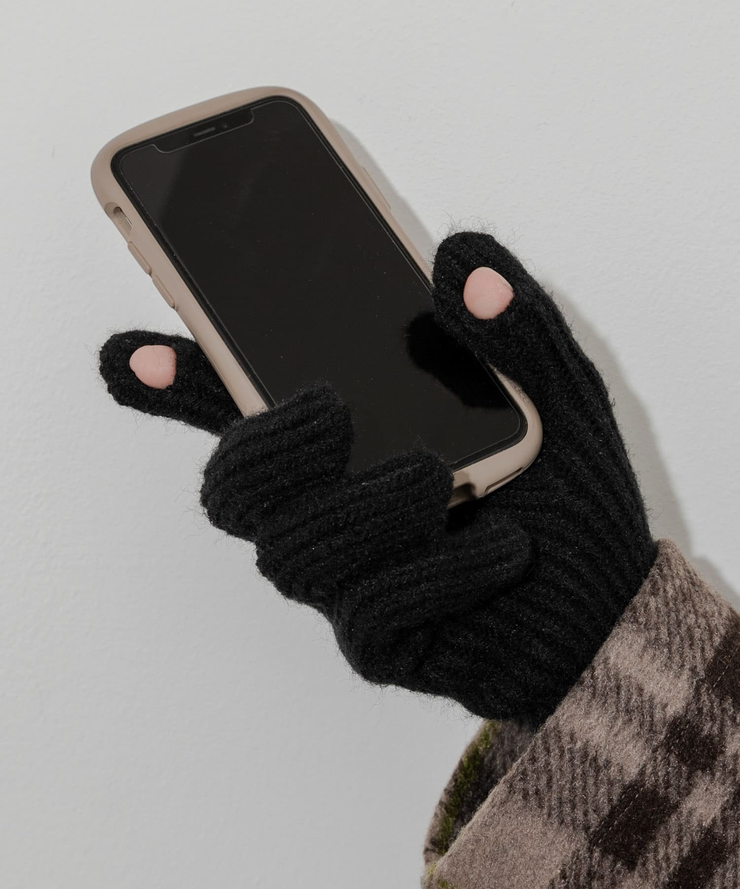 ホールタッチニットグローブ BLK -