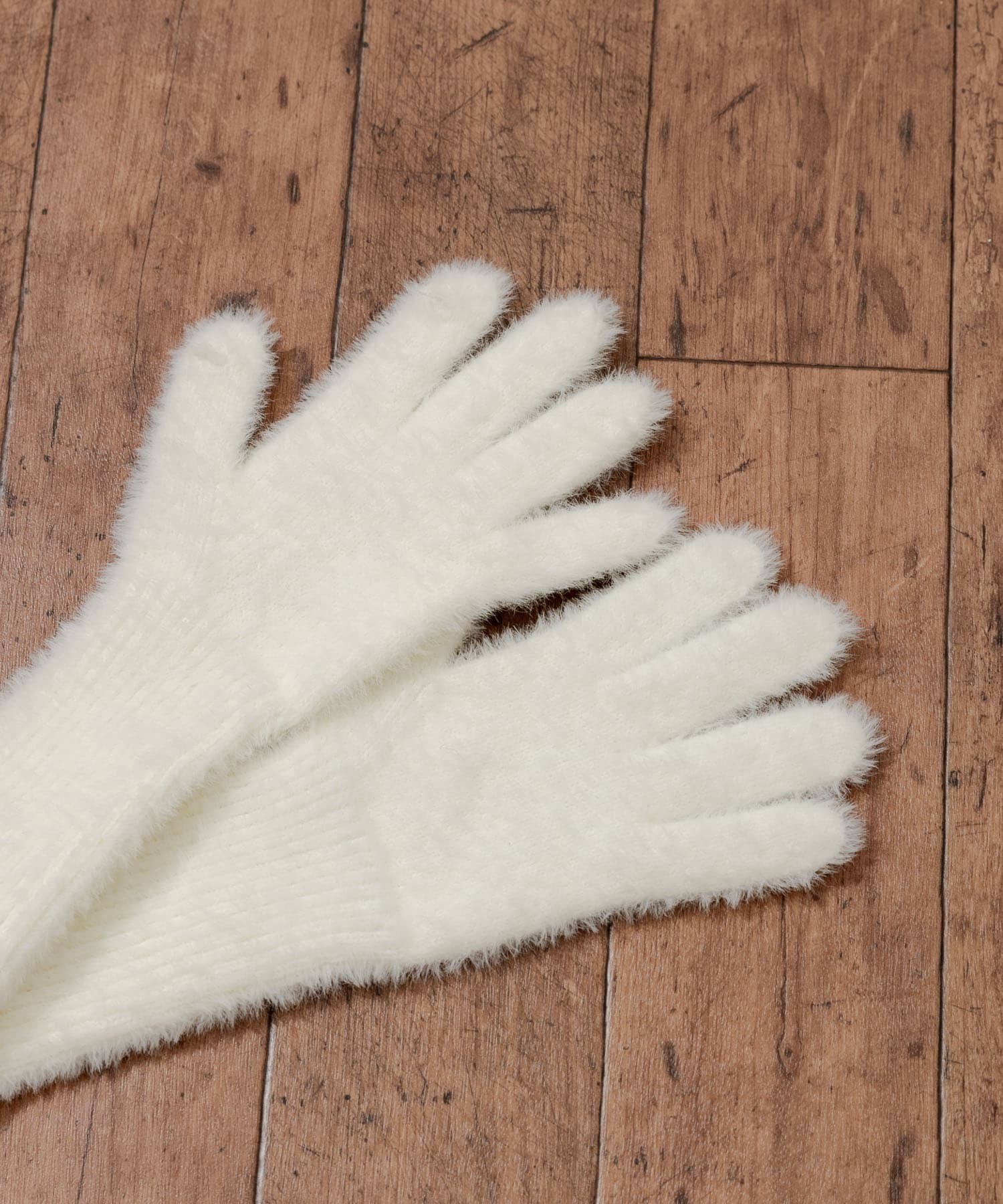 シャギーニットロンググローブ WHT -