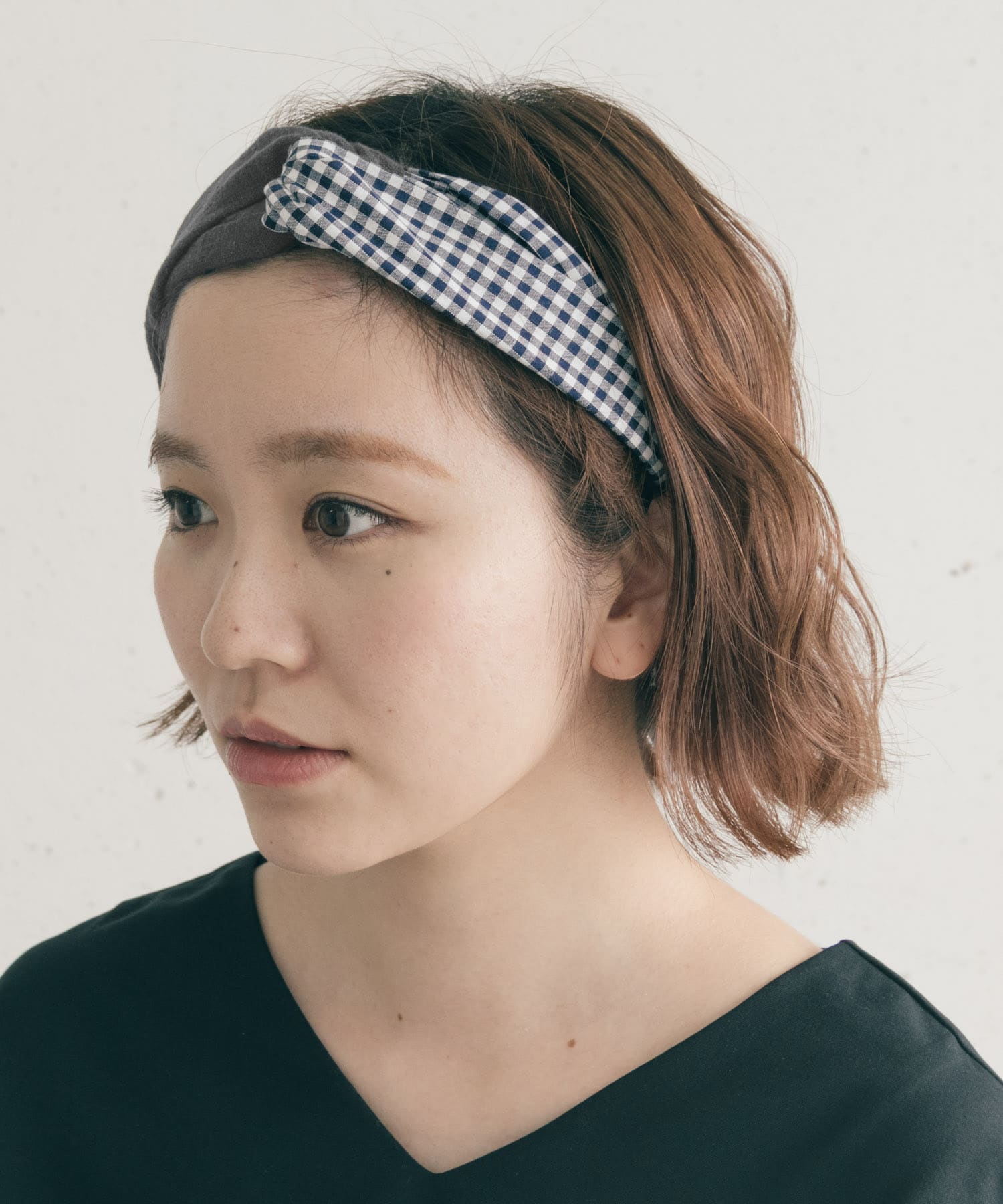 ギンガムチェックコンビヘアターバン∴