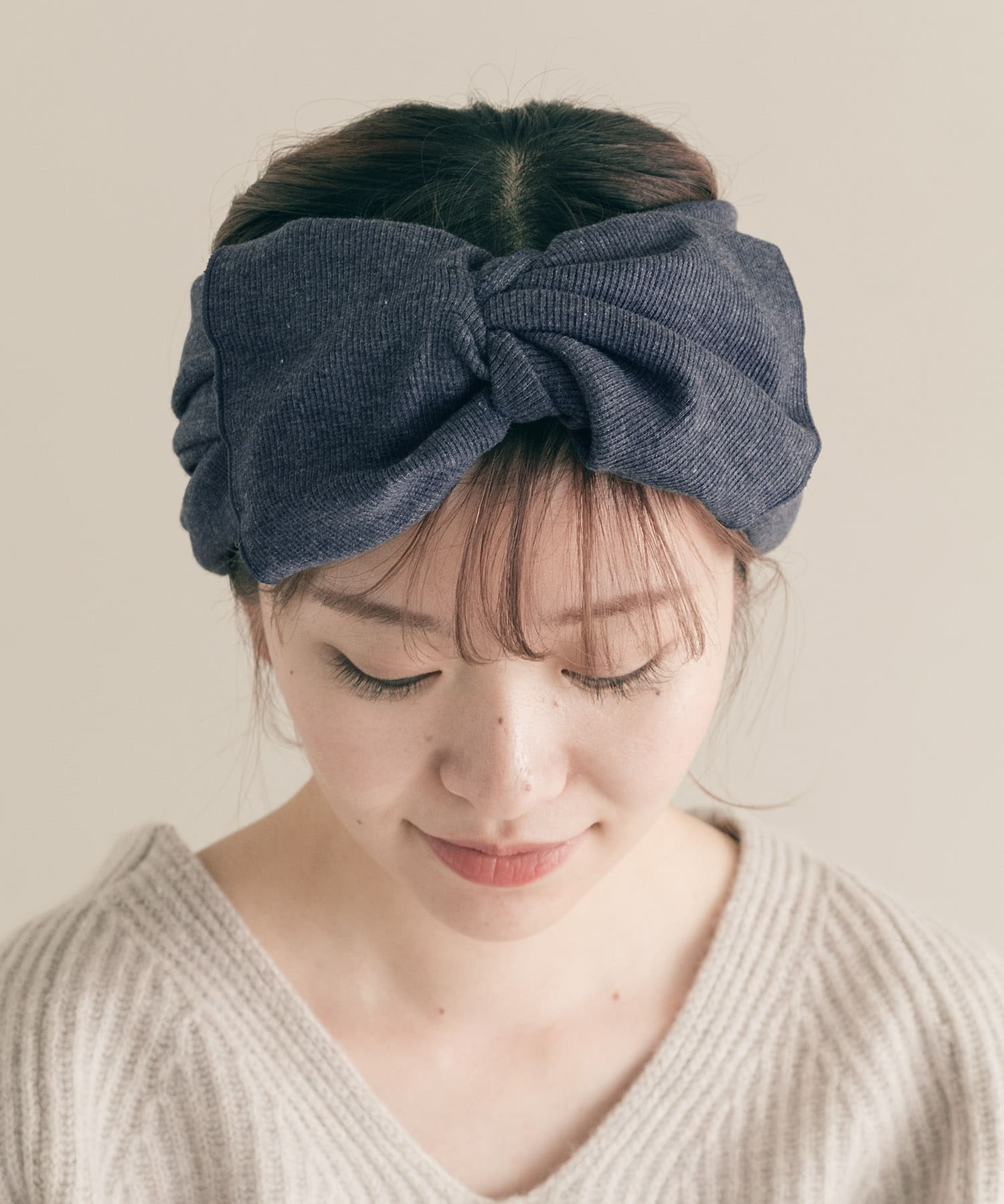 リブリボンワイドヘアターバン BLU -