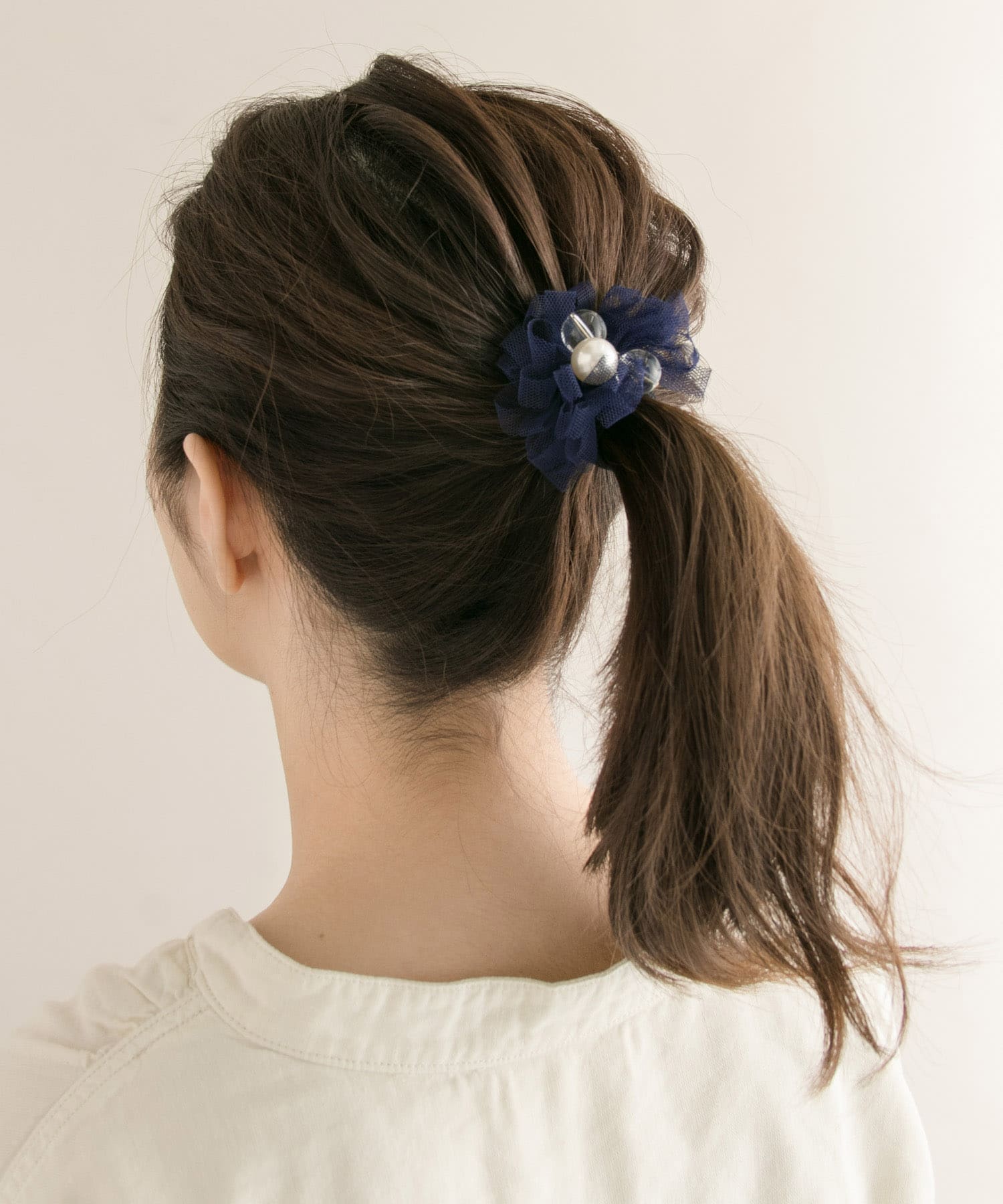 チュールパールポニー NVY -