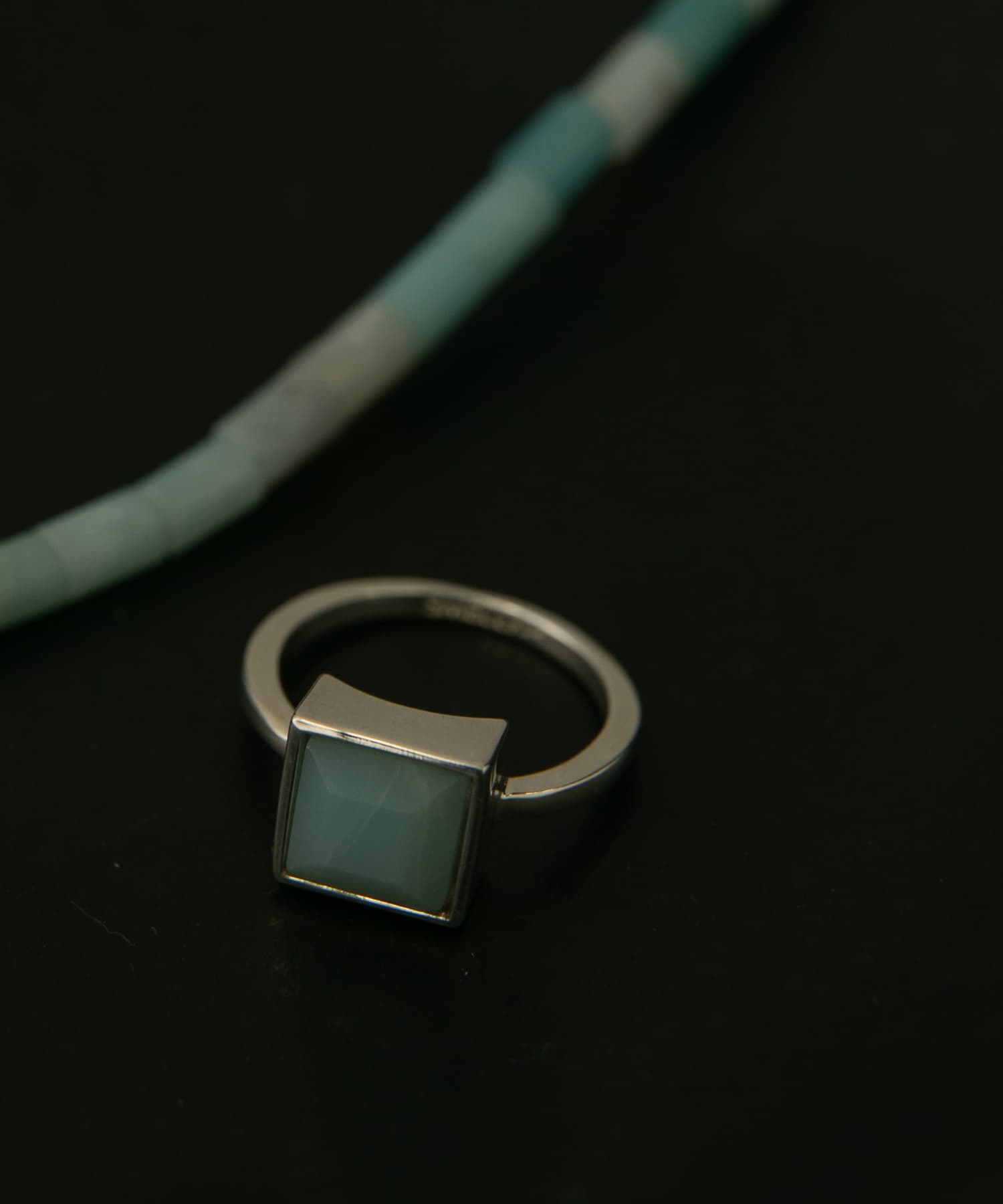 SMELLY so’　square amazonite ring SL/GR 11