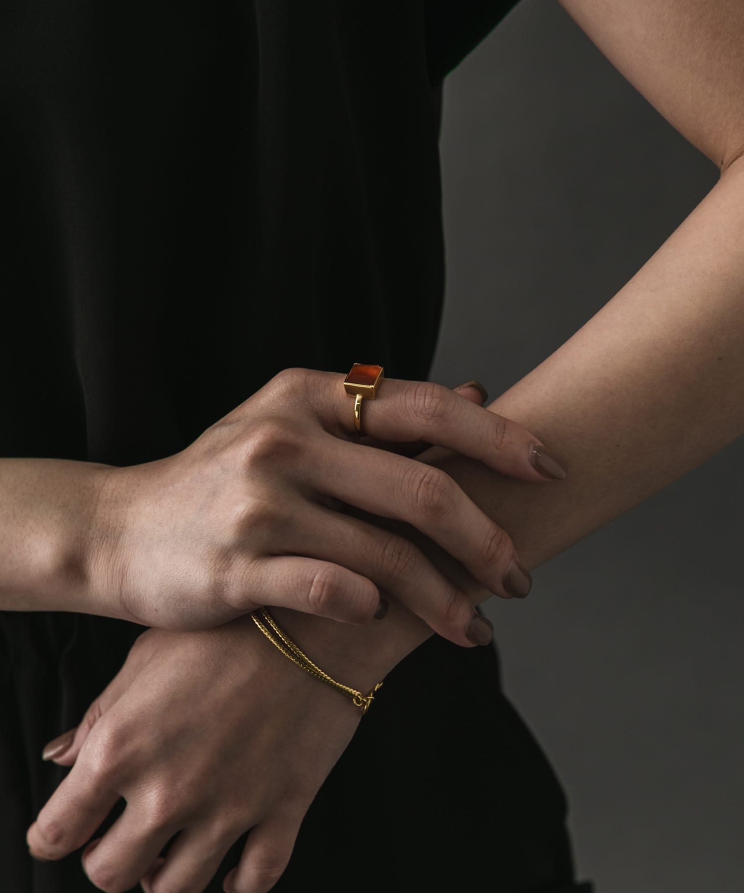 SMELLY so’　square carnelian ring GD/RE 11