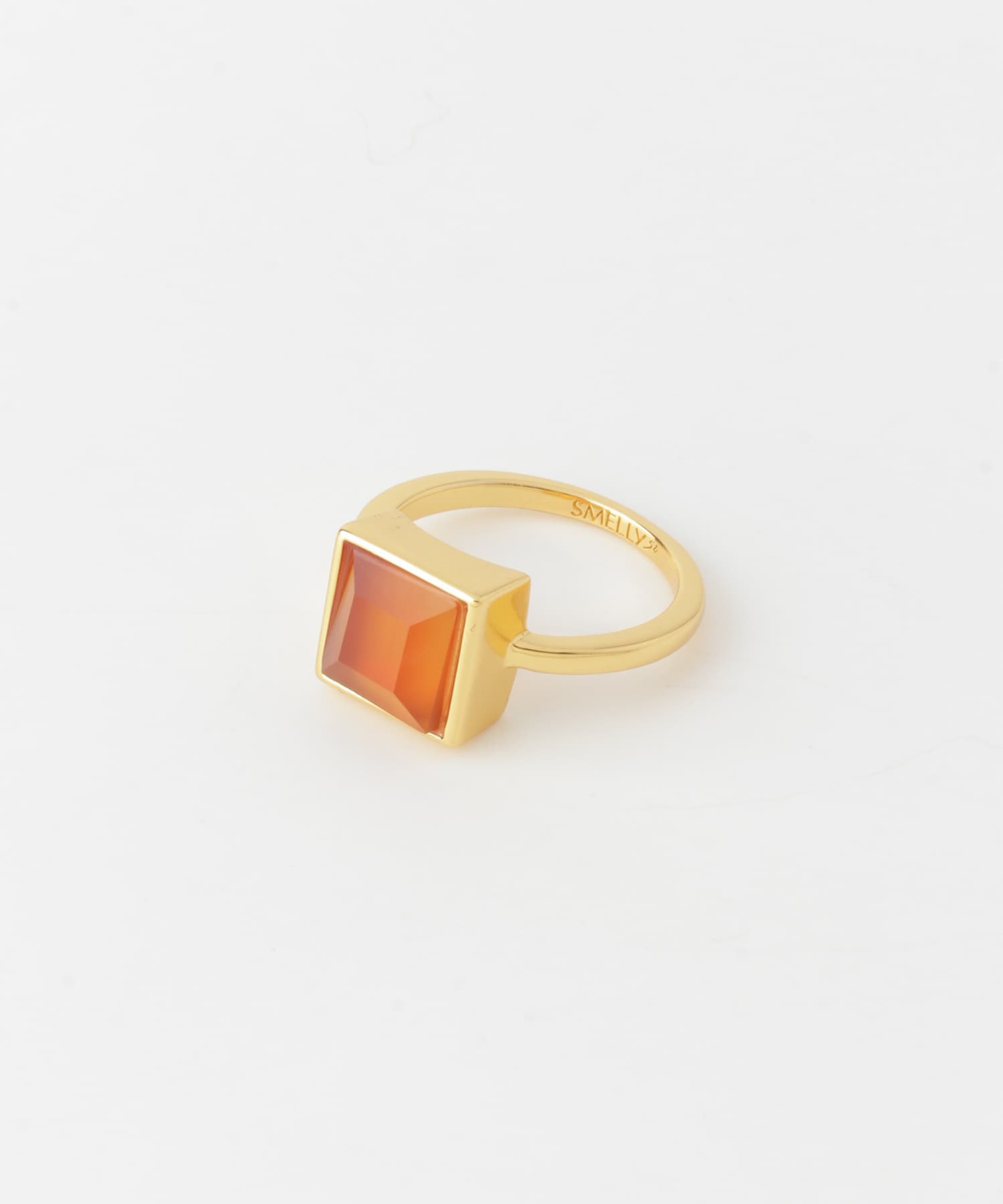 SMELLY so’　square carnelian ring GD/RE 11