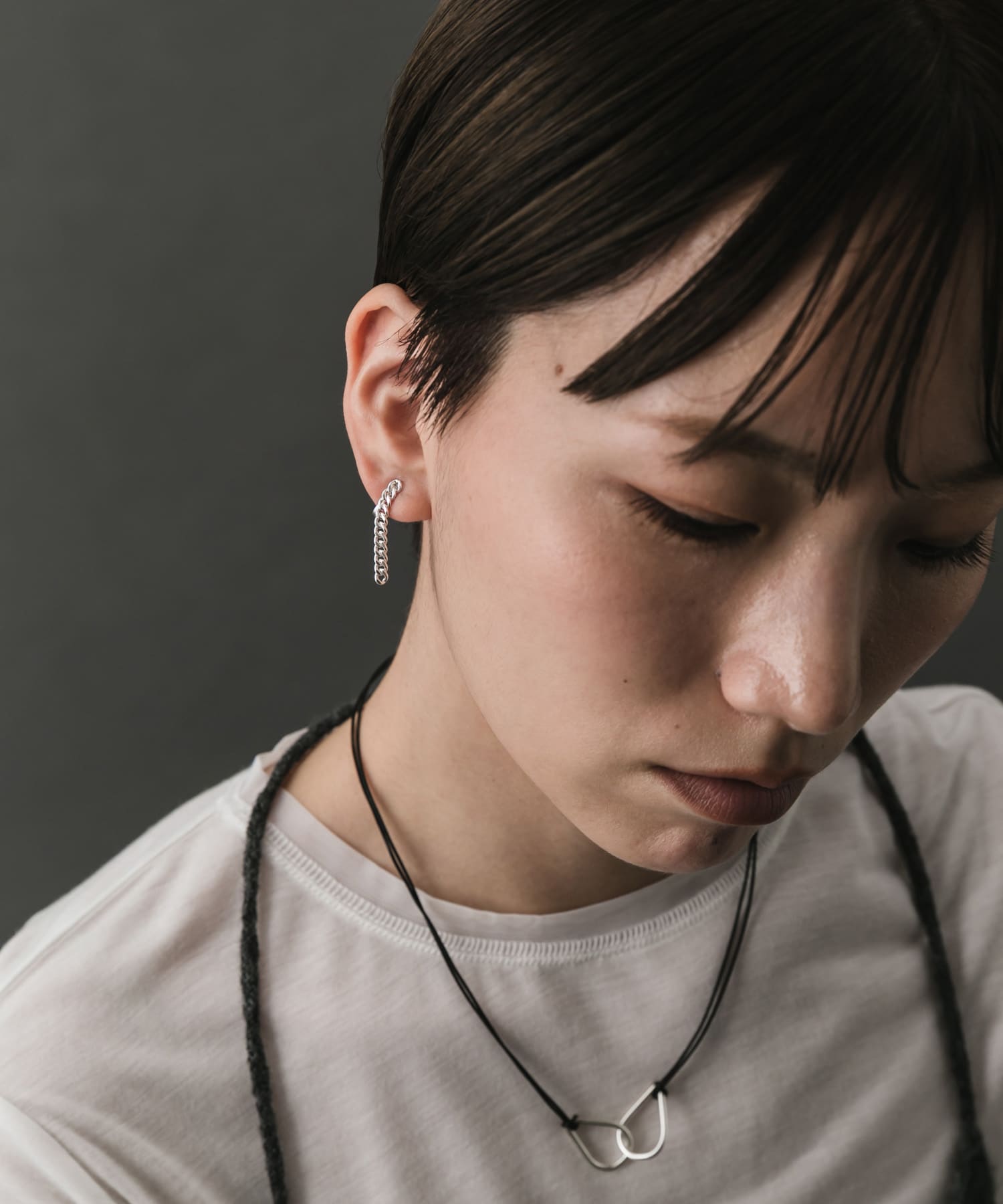 SMELLY so’　asymmetry chain earring SLV -