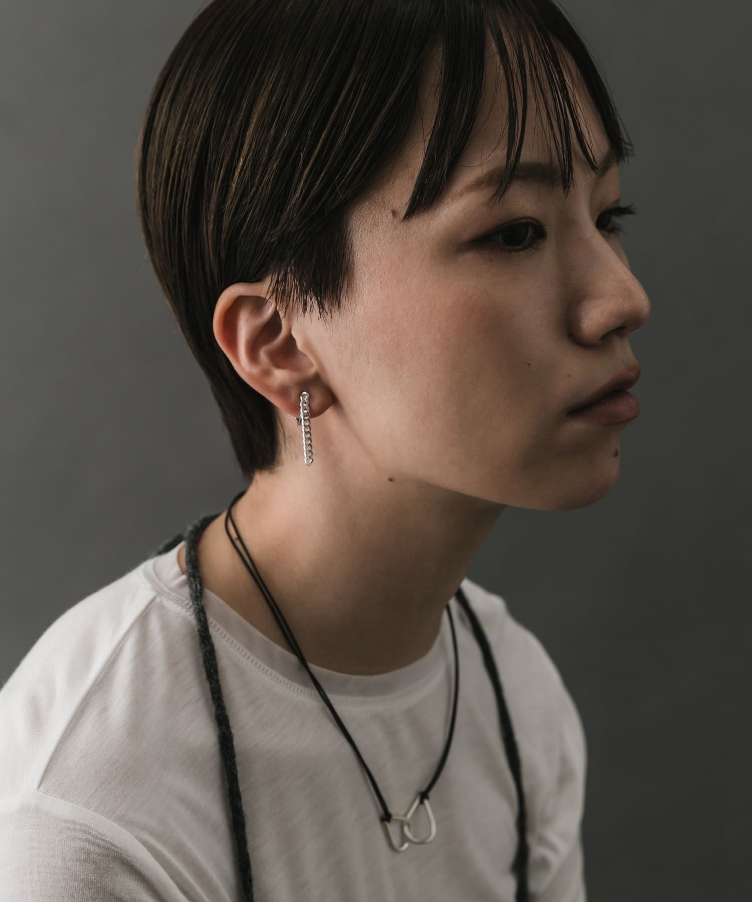 SMELLY so’　asymmetry chain earring SLV -