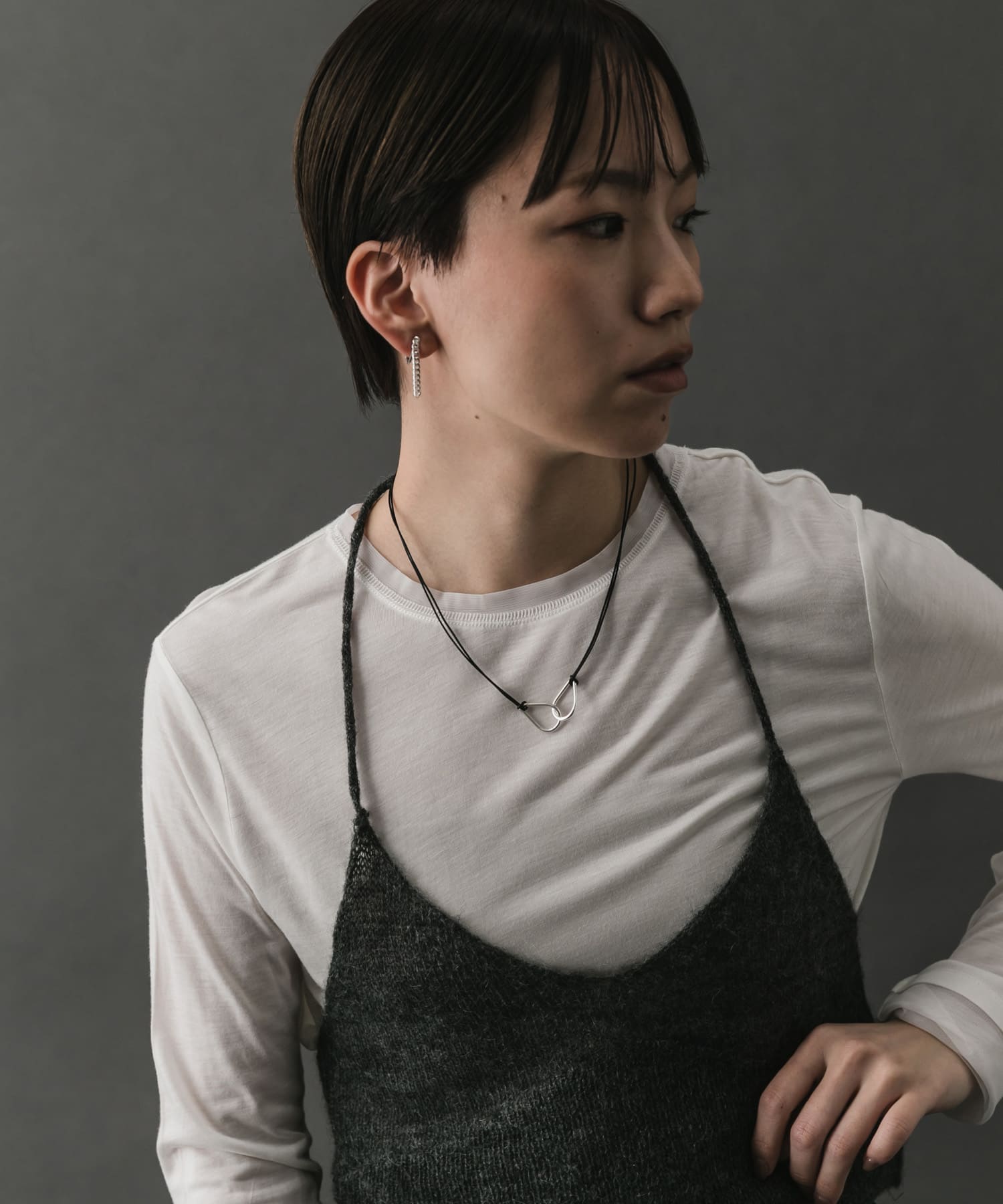 SMELLY so’　asymmetry chain earring SLV -