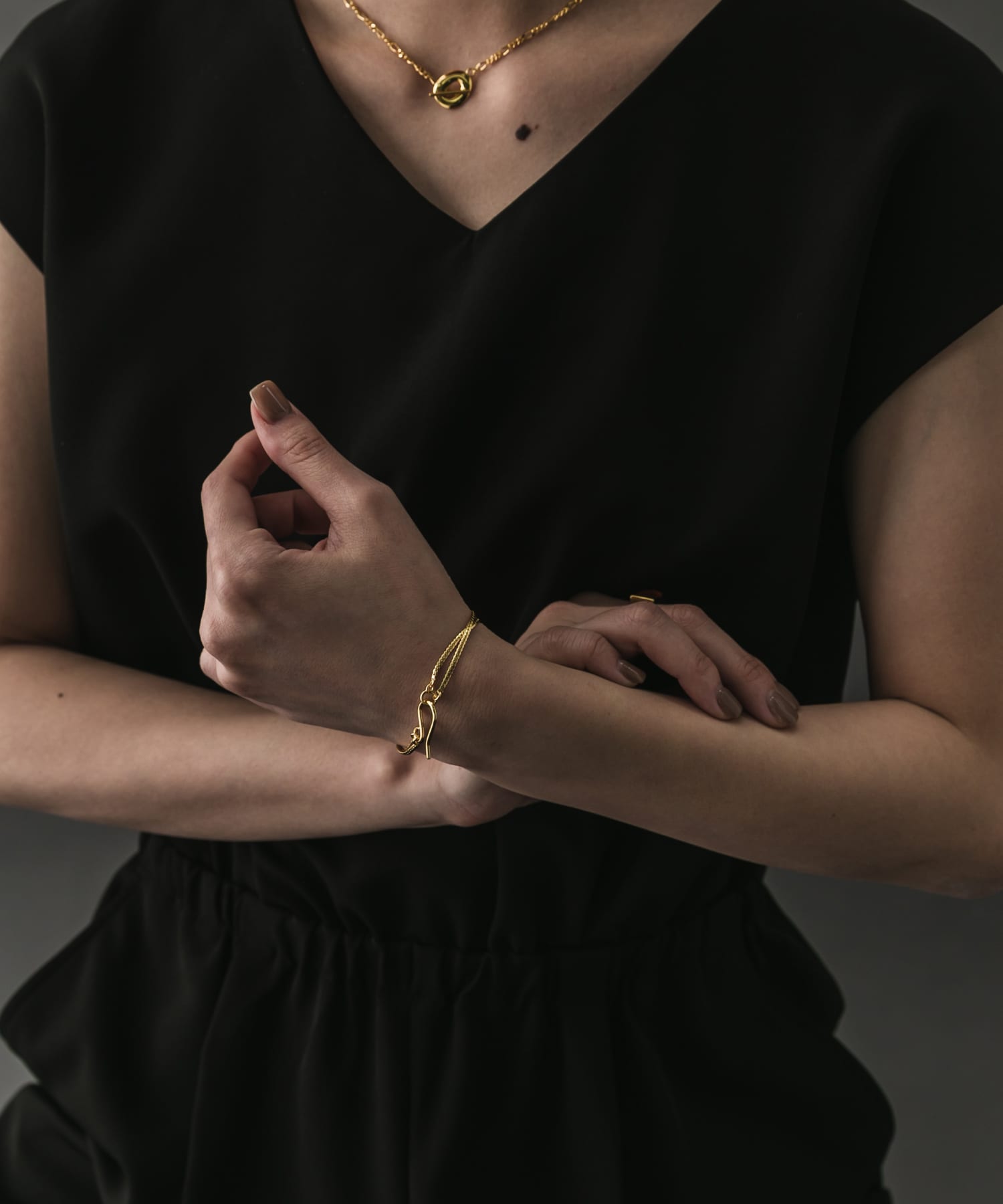 SMELLY so’　double chain bracelet GLD -