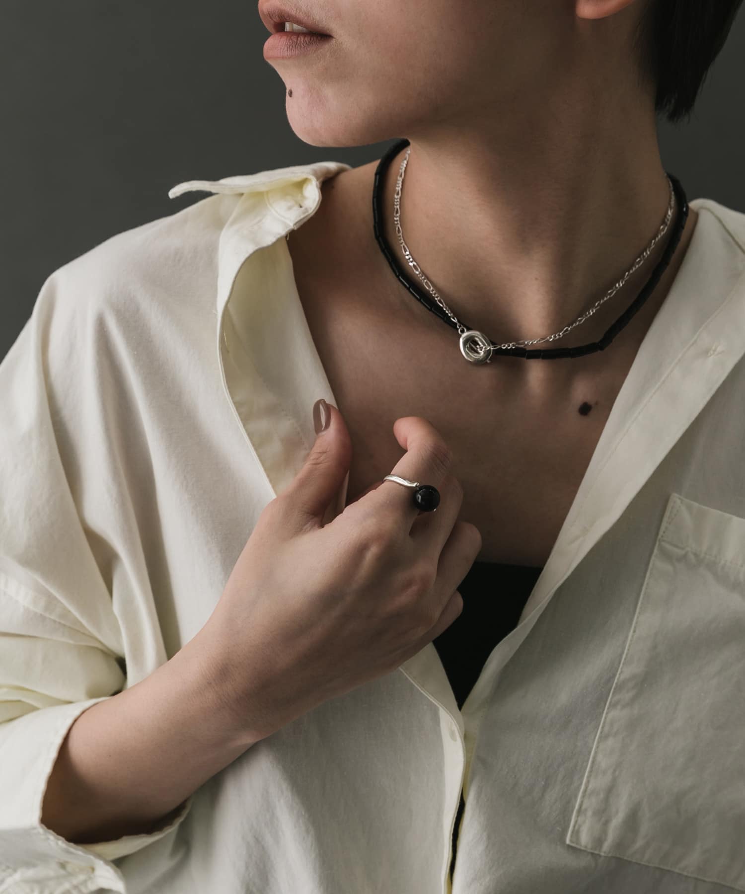 SMELLY so’　flat mantel necklace SLV -