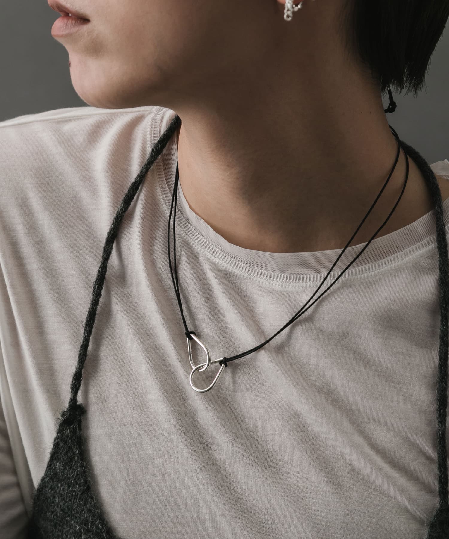 SMELLY so’　twin drop cord necklace SLV -