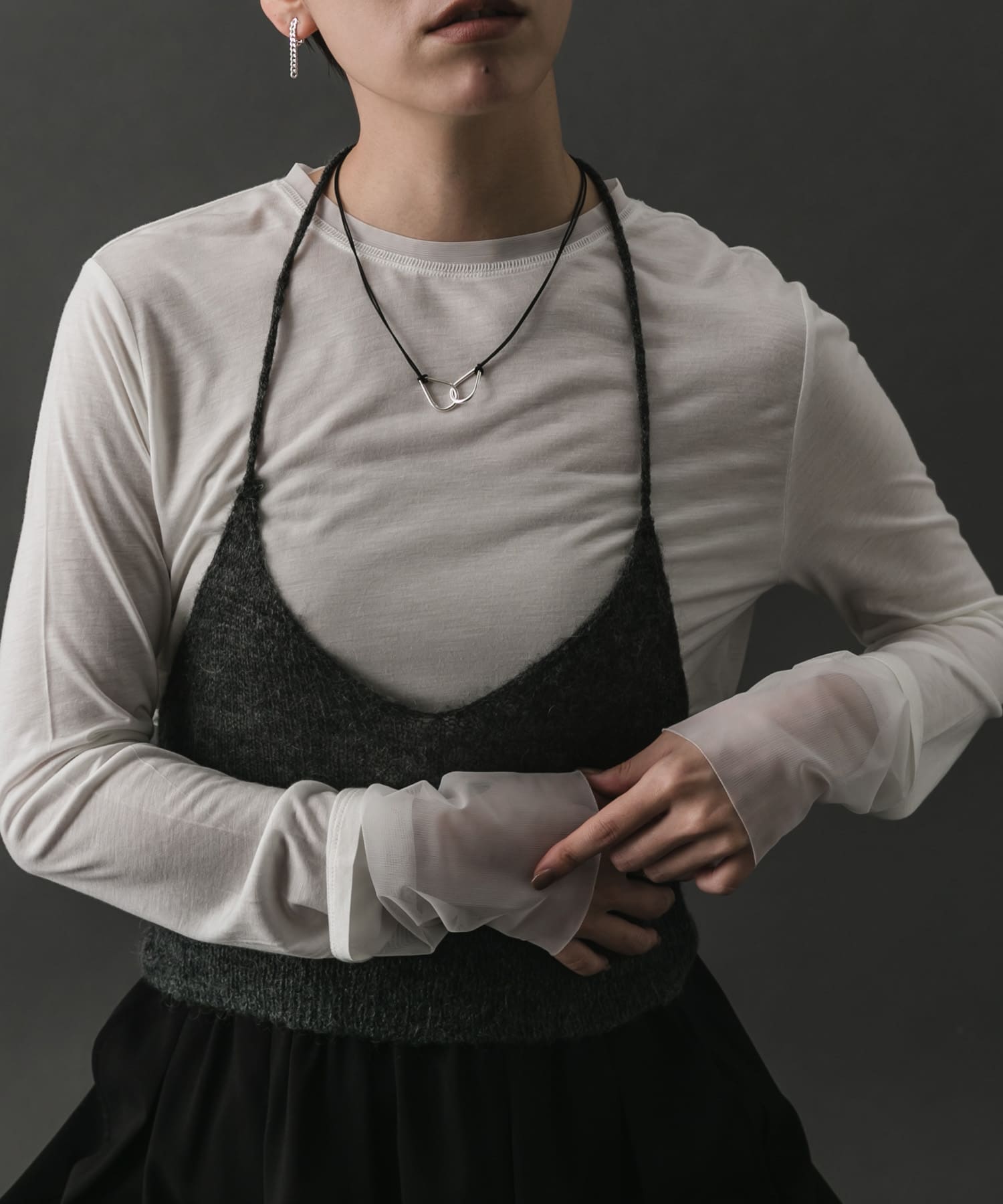 SMELLY so’　twin drop cord necklace SLV -