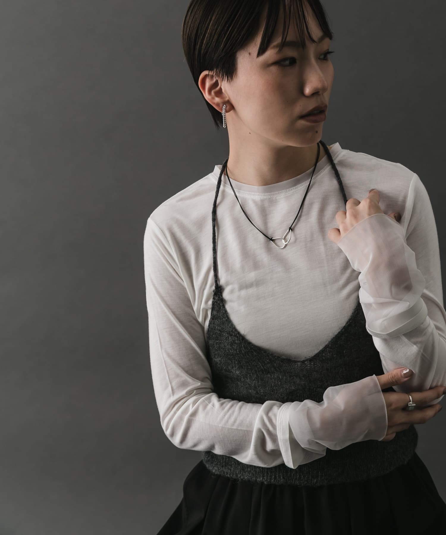 SMELLY so’　twin drop cord necklace SLV -