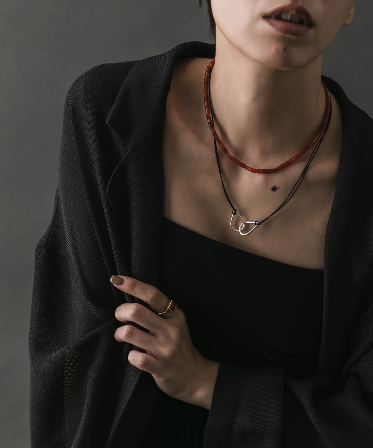 SMELLY so’　twin drop cord necklace SLV -