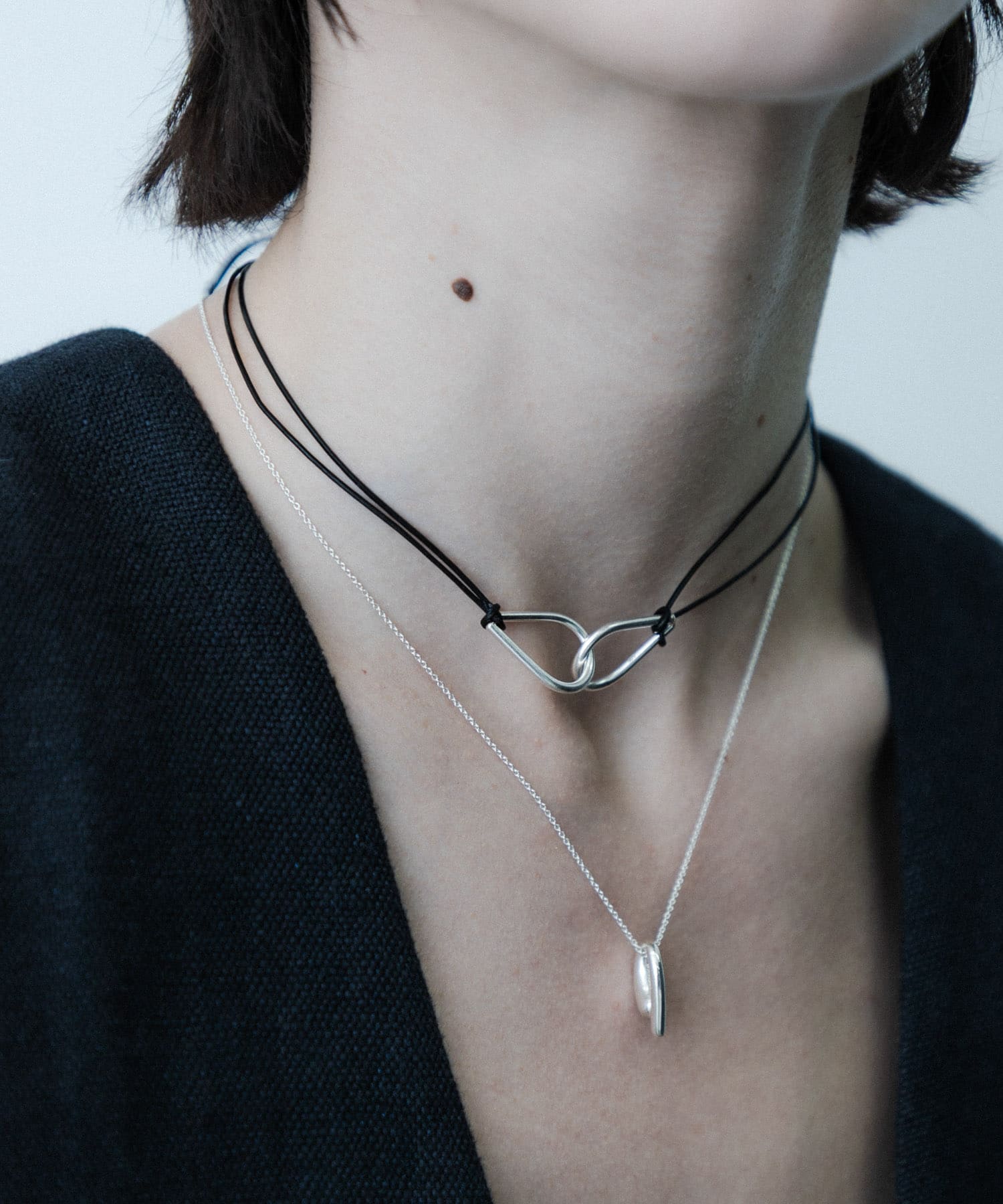 SMELLY so’　twin drop cord necklace SLV -
