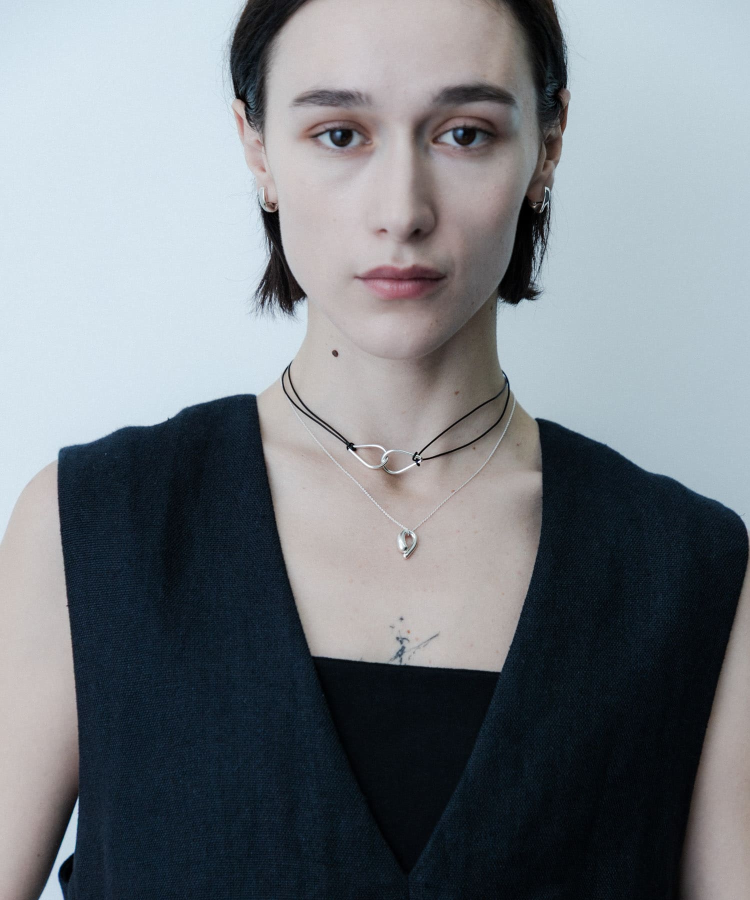SMELLY so’　twin drop cord necklace SLV -