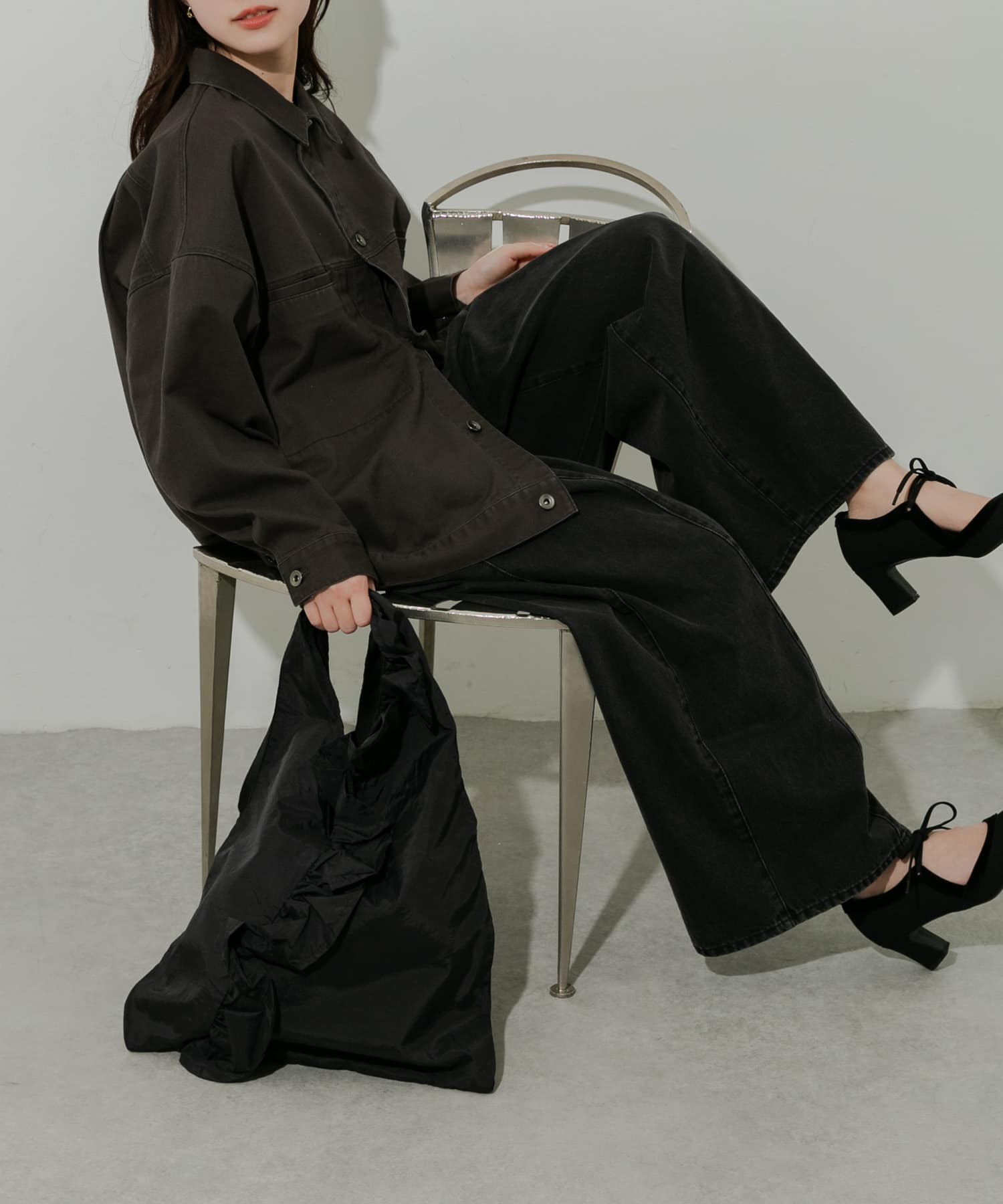 カシュクールフリルトート BLK -
