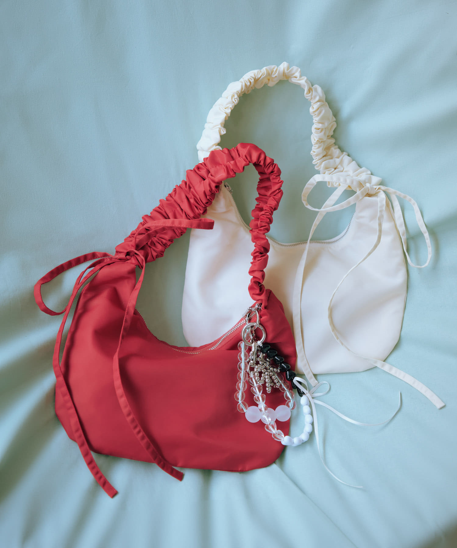 ギャザーワンハンドルバッグ RED -