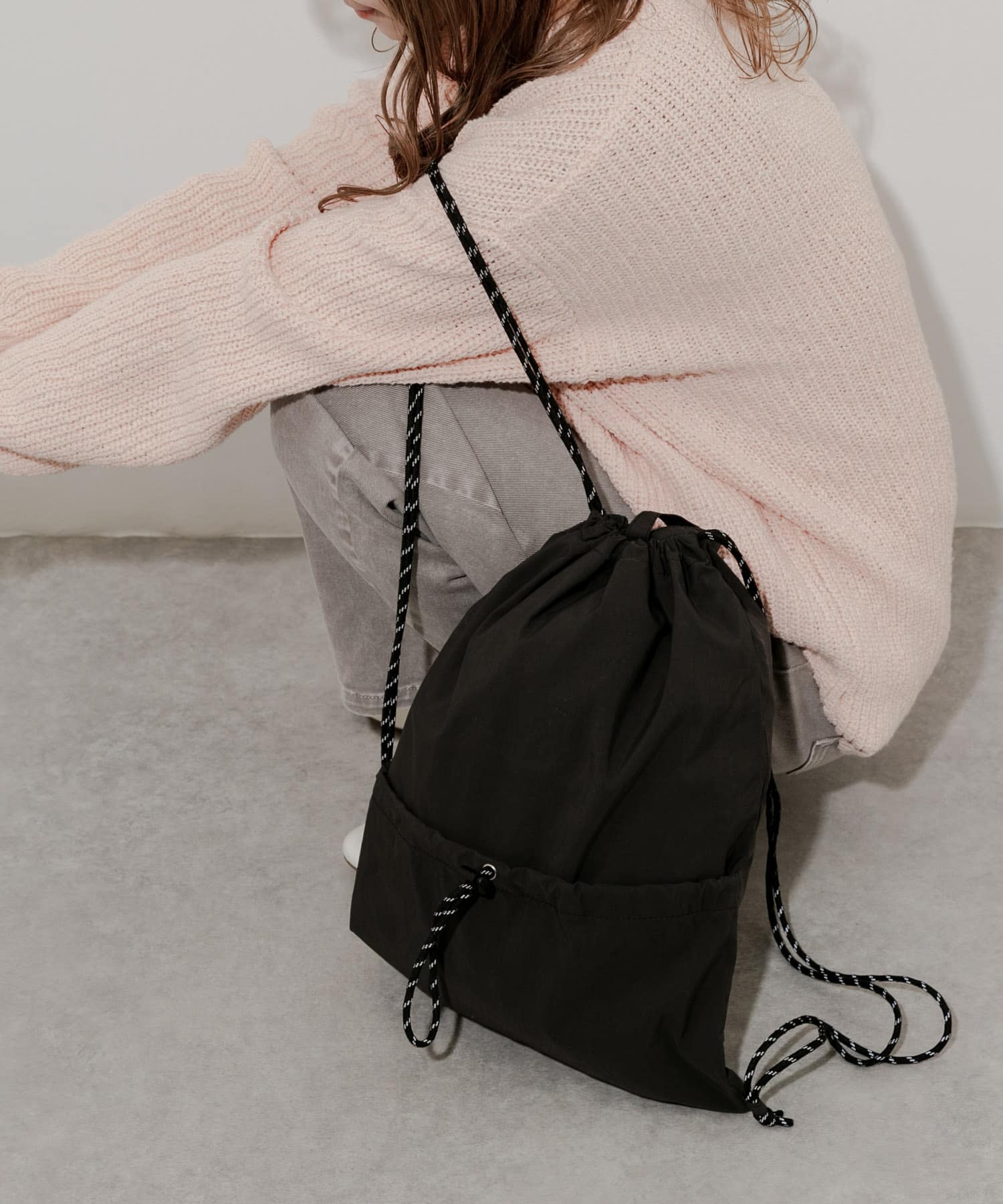 ドロストポケットナップサック BLK -