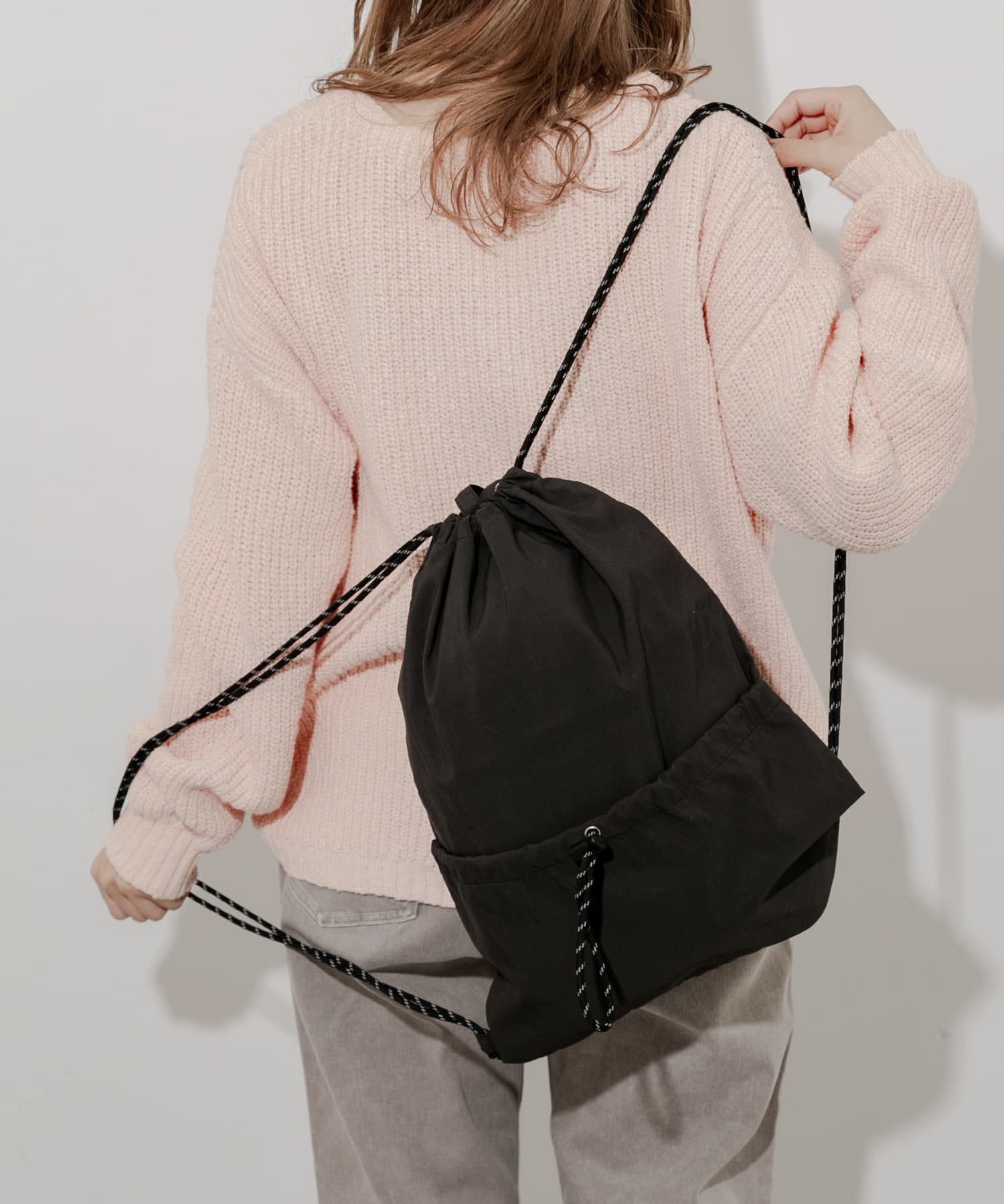 ドロストポケットナップサック BLK -