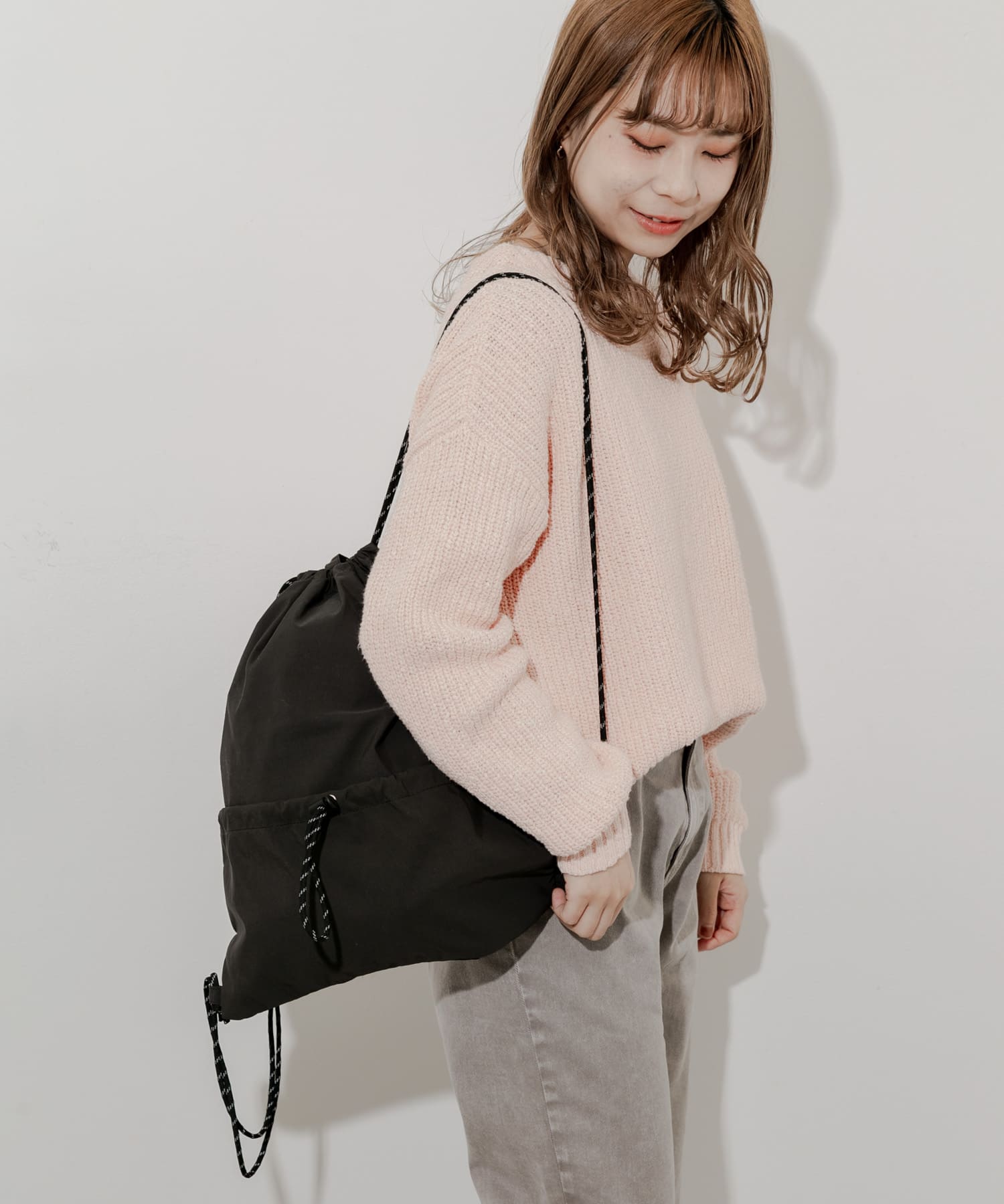 ドロストポケットナップサック BLK -