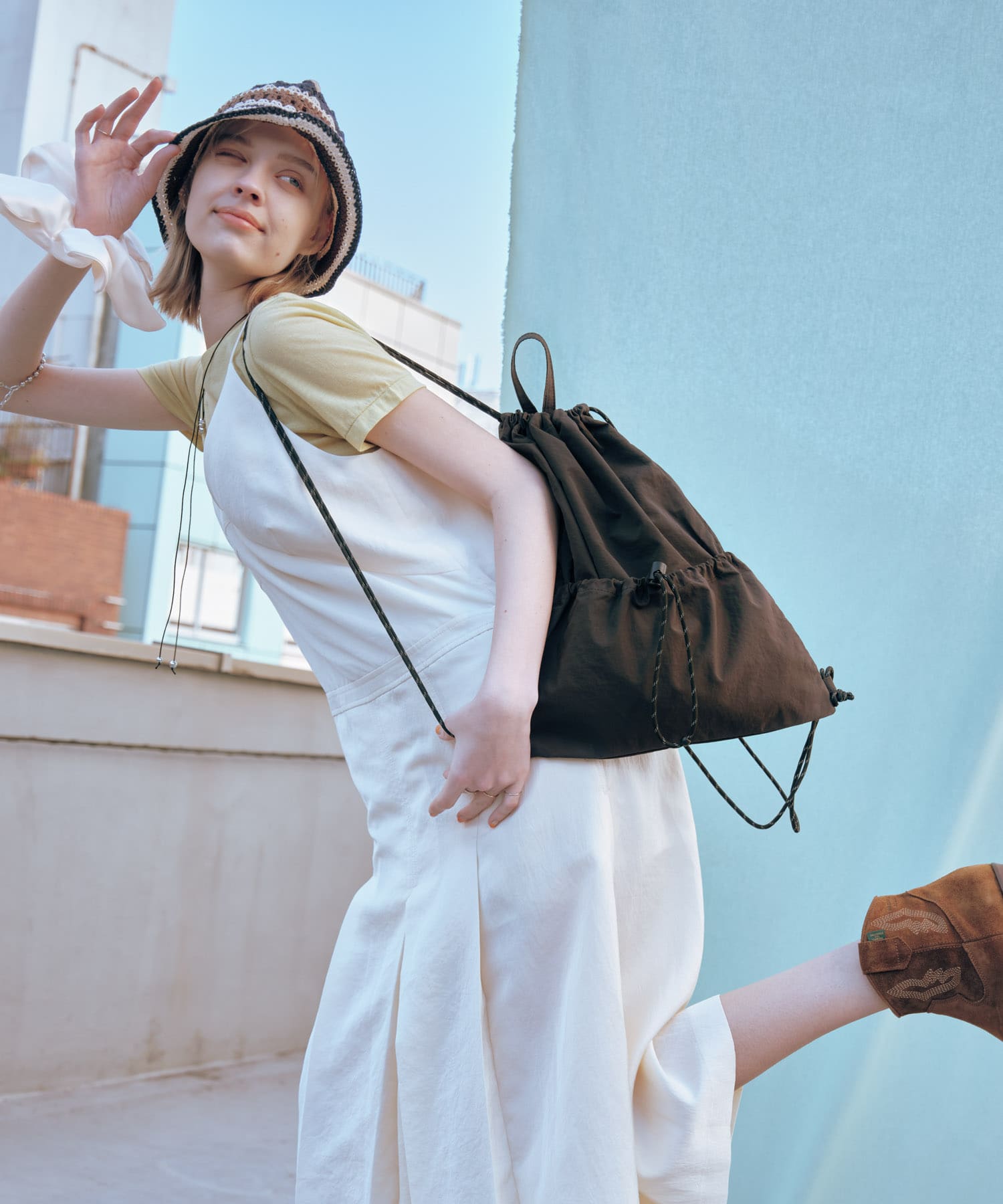 ドロストポケットナップサック BLK -