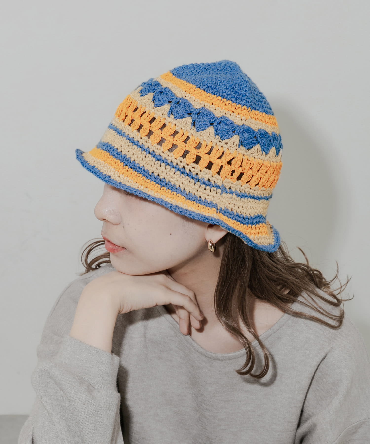 ボーダークロシェハット BLU -