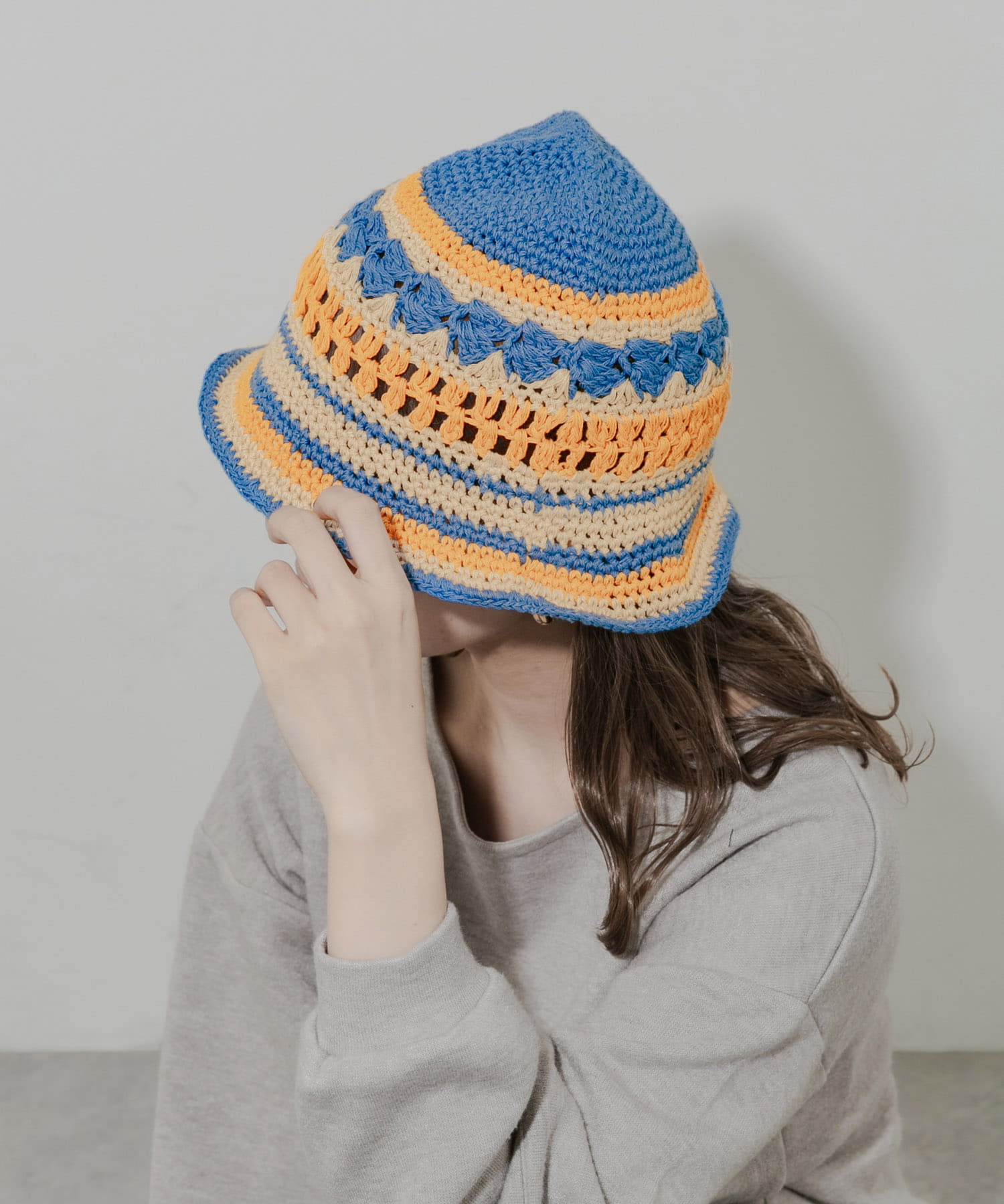 ボーダークロシェハット BLU -