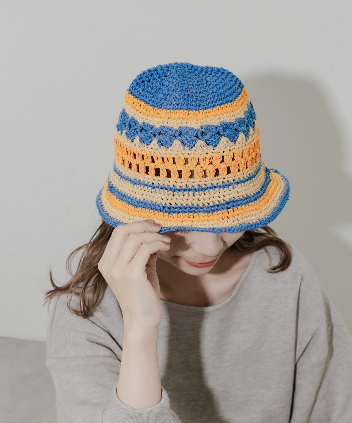 ボーダークロシェハット BLU -