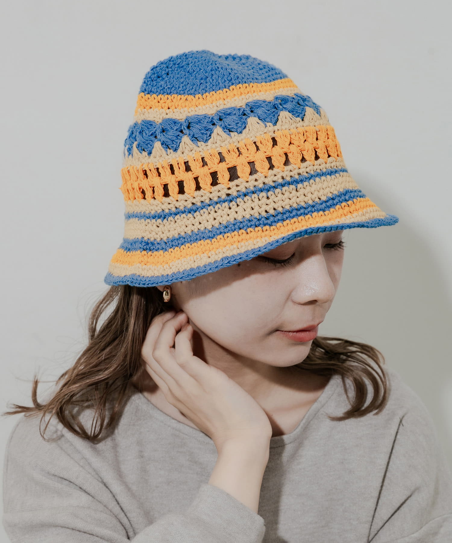 ボーダークロシェハット BLU -