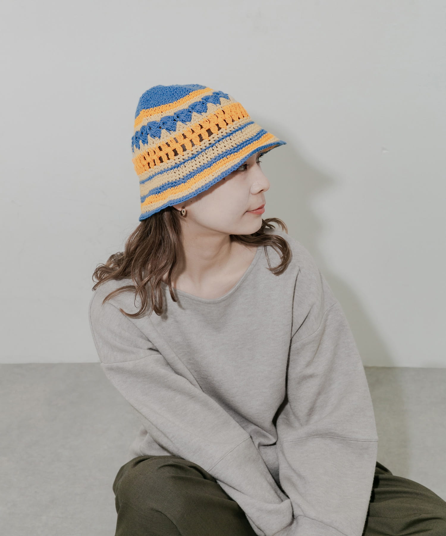 ボーダークロシェハット BLU -