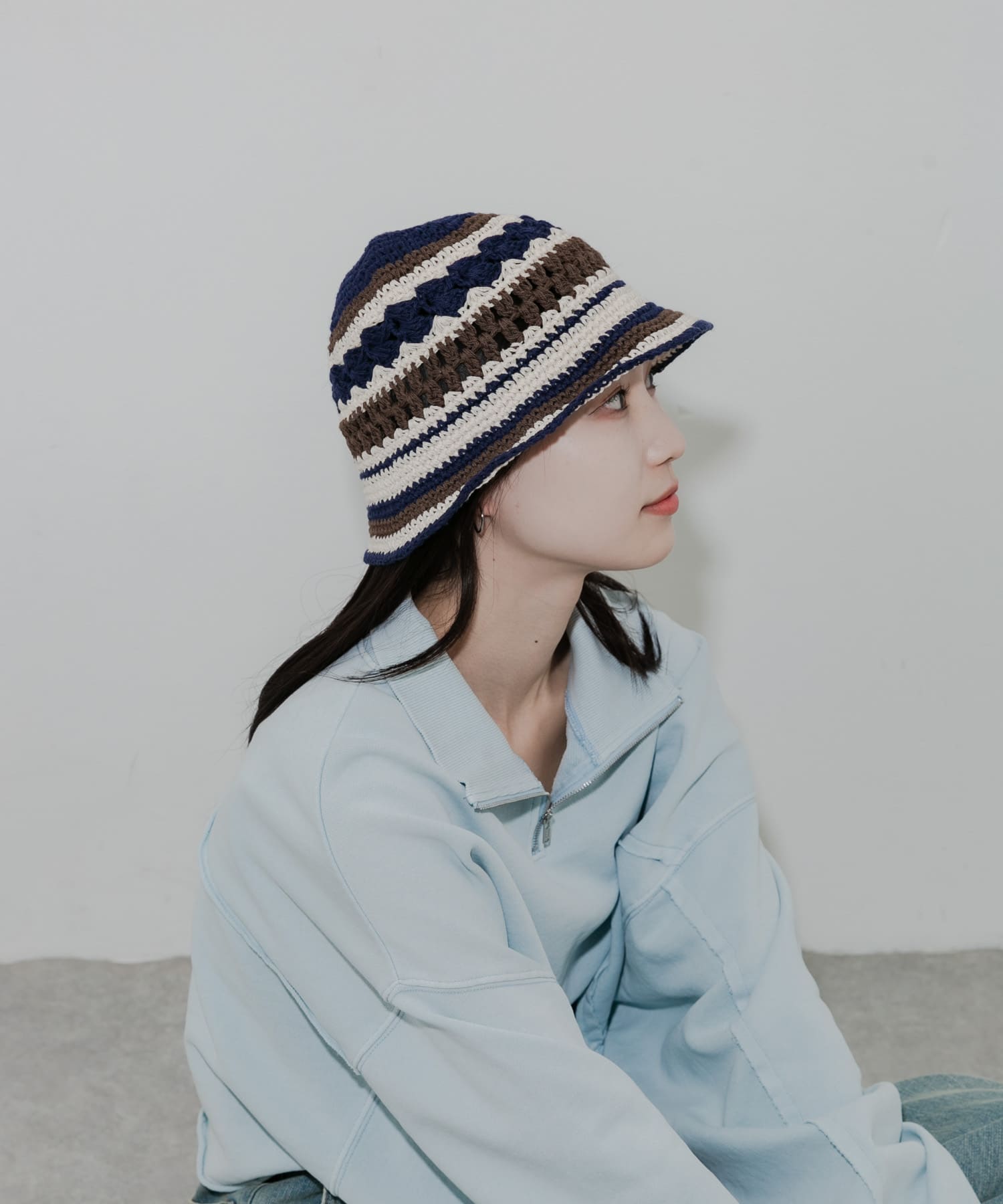 ボーダークロシェハット NVY -