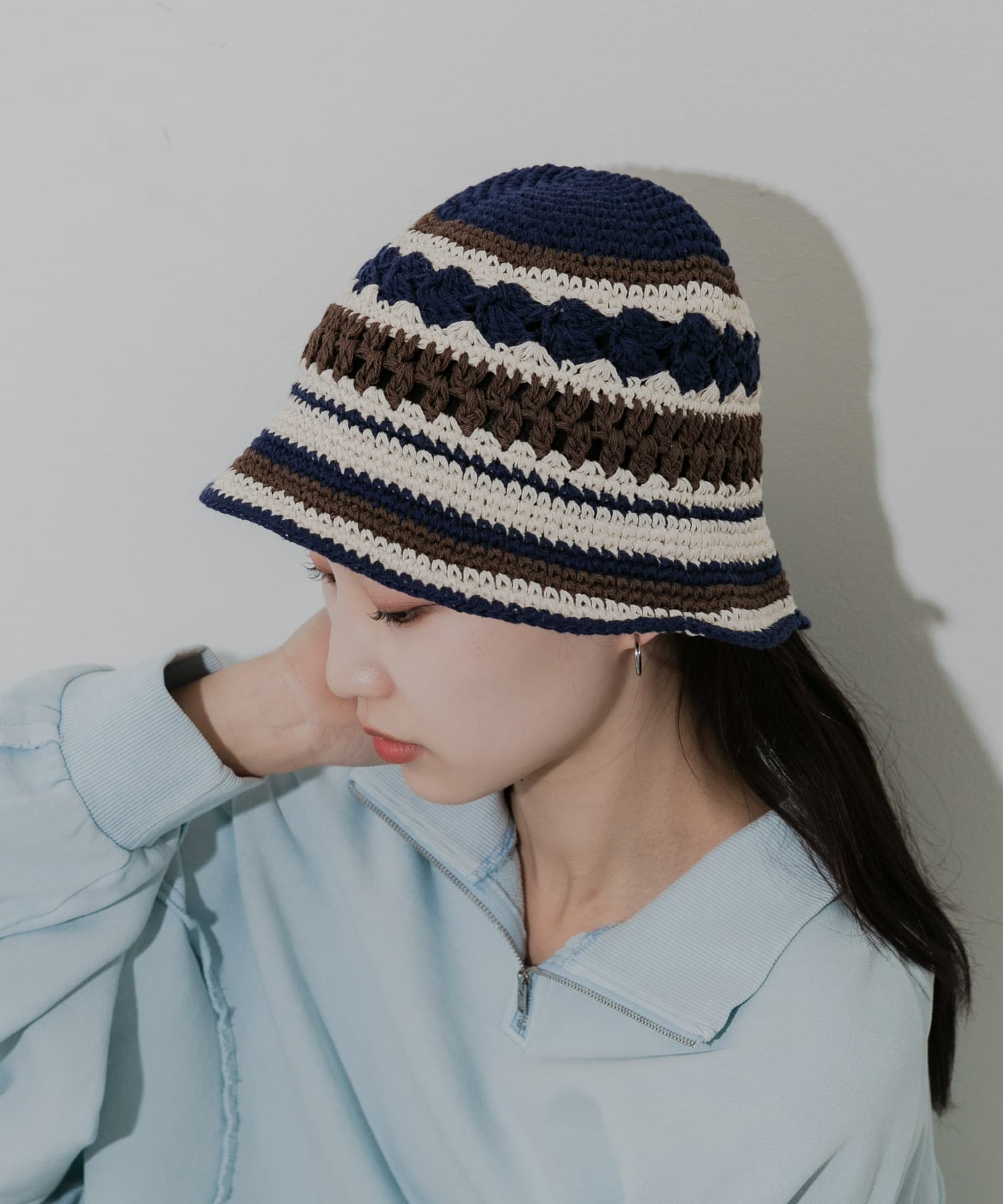 ボーダークロシェハット NVY -